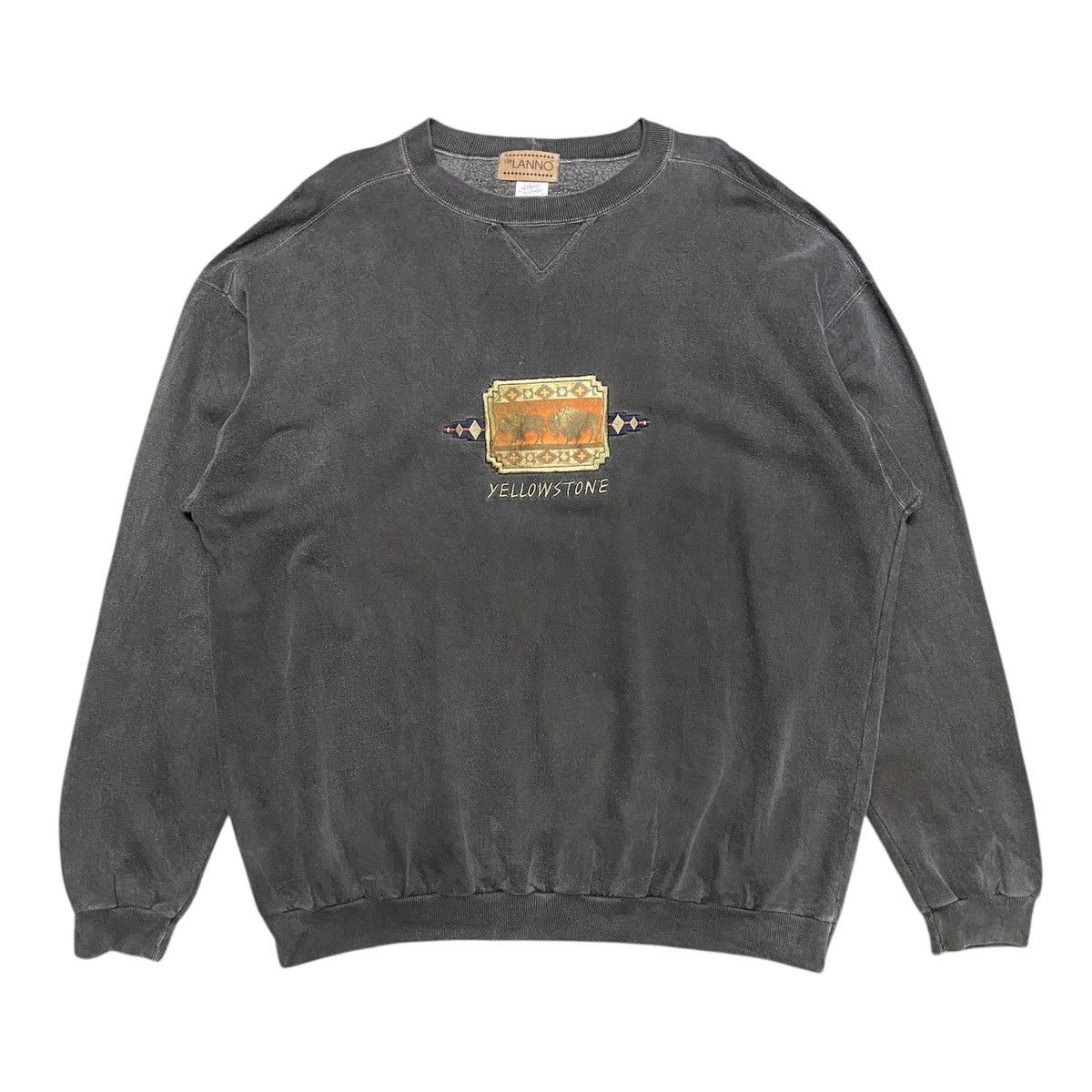 Vintage Vintage 90s de LANNO Yellowstone Washed Sweatshirt Size US XL / EU 56 / 4 - 1 Thumbnail