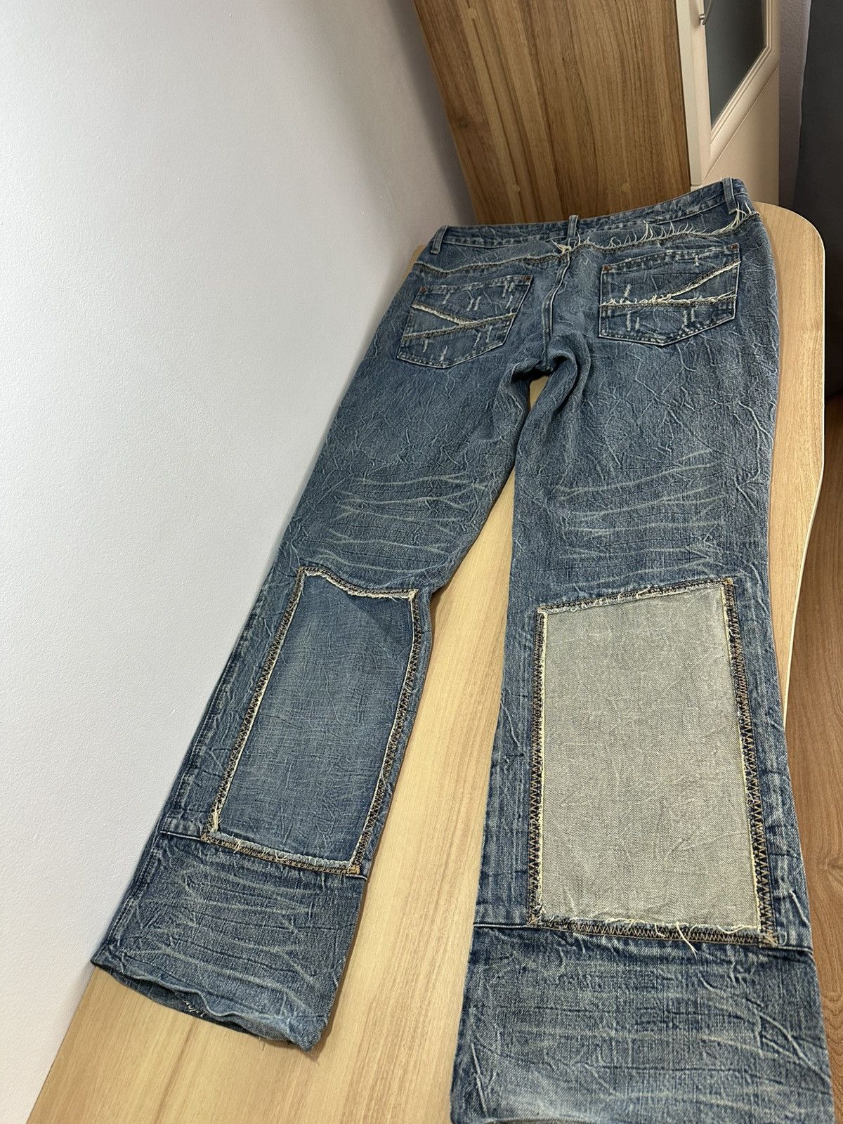 Vintage Vintage Distressed Patchwork Denim Jeans with Mesh Panels Size US 36 / EU 52 - 4 Thumbnail