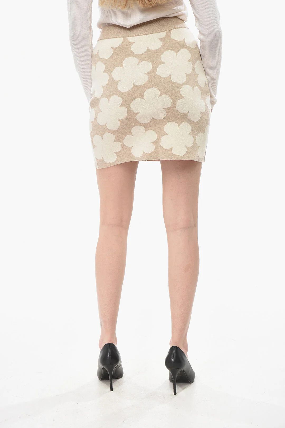 Kenzo og1mm0426 Knit Miniskirt in Beige Size 28" / US 6 / IT 42 - 2 Thumbnail