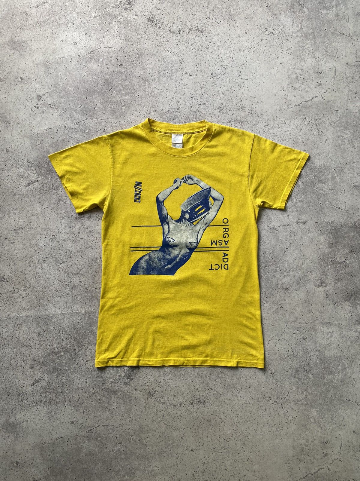 image of Band Tees x Tour Tee Vintage Buzzcocks Orgasm Addict Tee / T Shirt Size S in Yellow, Men's