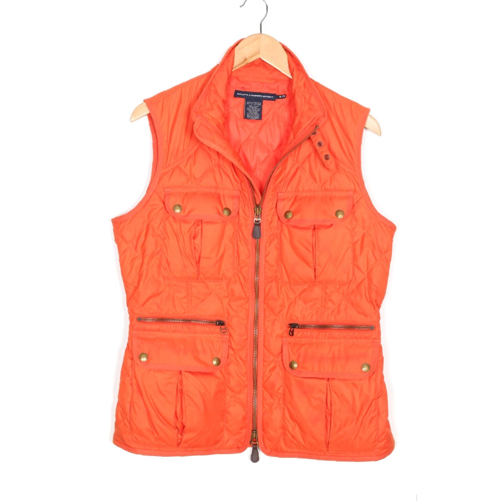 Polo Ralph Lauren VINTAGE Ralph Lauren Sport Quilted Gilet Vest Jacket Bodywarmer Women XL Quilted Down Insulated Zip Jacket Orange Waistcoat XL Women Size XL / US 12-14 / IT 48-50 - 2 Thumbnail