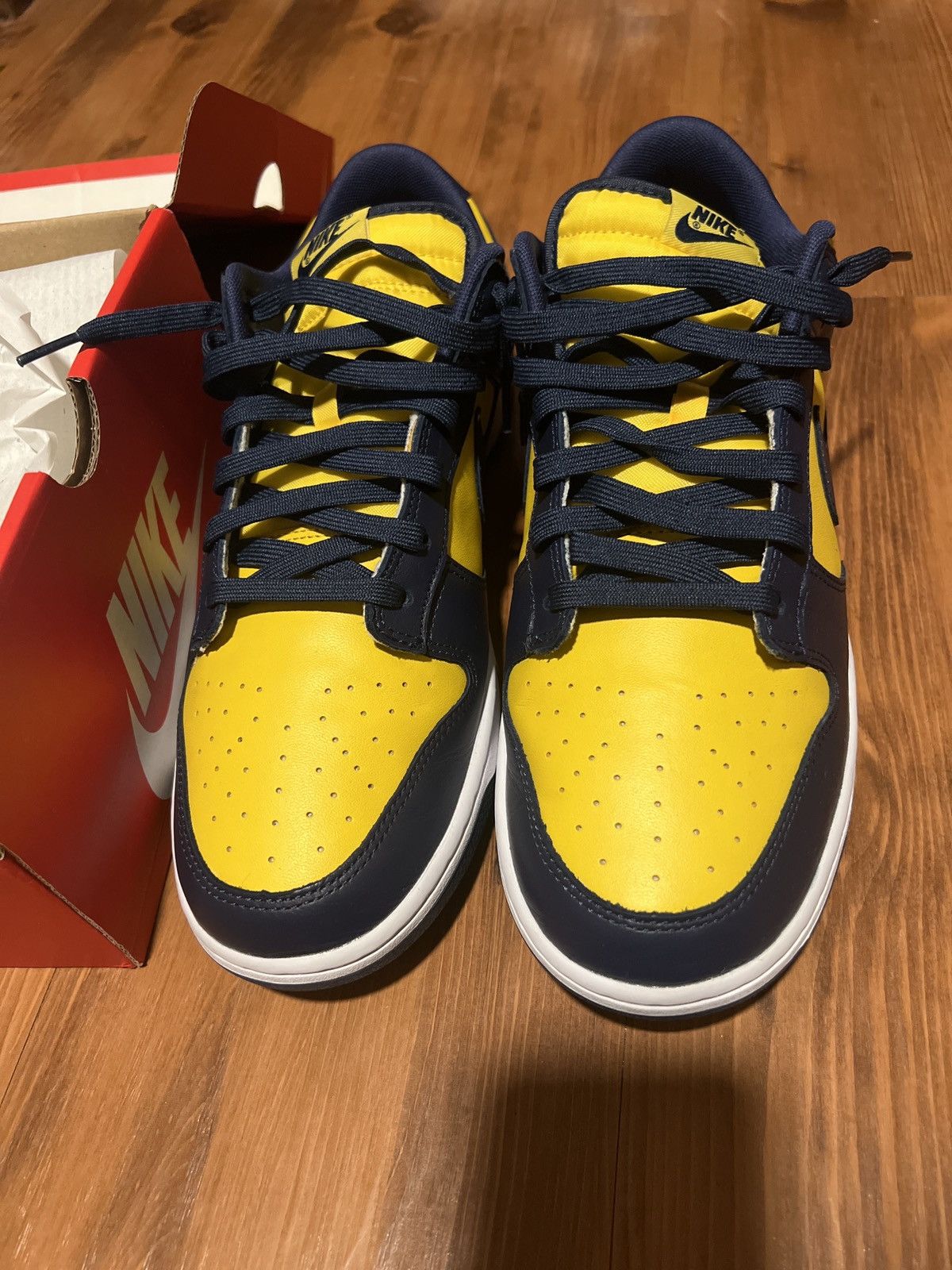 image of Nike Michigan Dunk Low Shoes in Midnight Navy, Men's (Size 13)