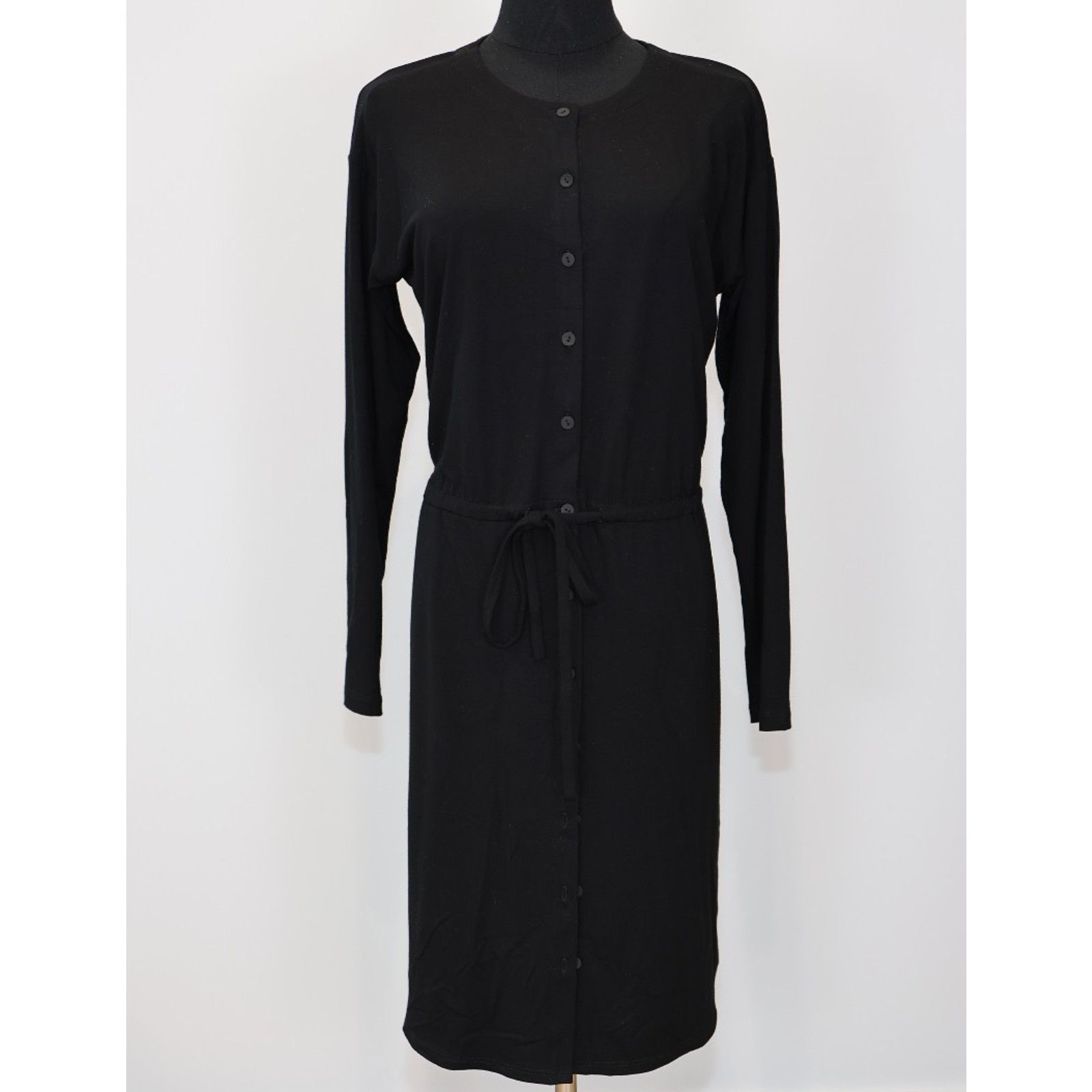 Eileen Fisher EILEEN FISHER Viscose Drawstring Waist Button Dress Sz PM Size M / US 6-8 / IT 42-44 - 3 Thumbnail