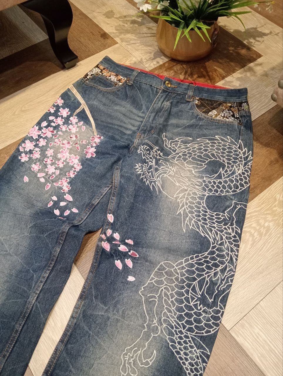 Japanese Brand HISHYOUHAKUREI ORIGINAL WAGARA DENIM SUKAJAN DRAGON PANTS Size US 32 / EU 48 - 4 Thumbnail