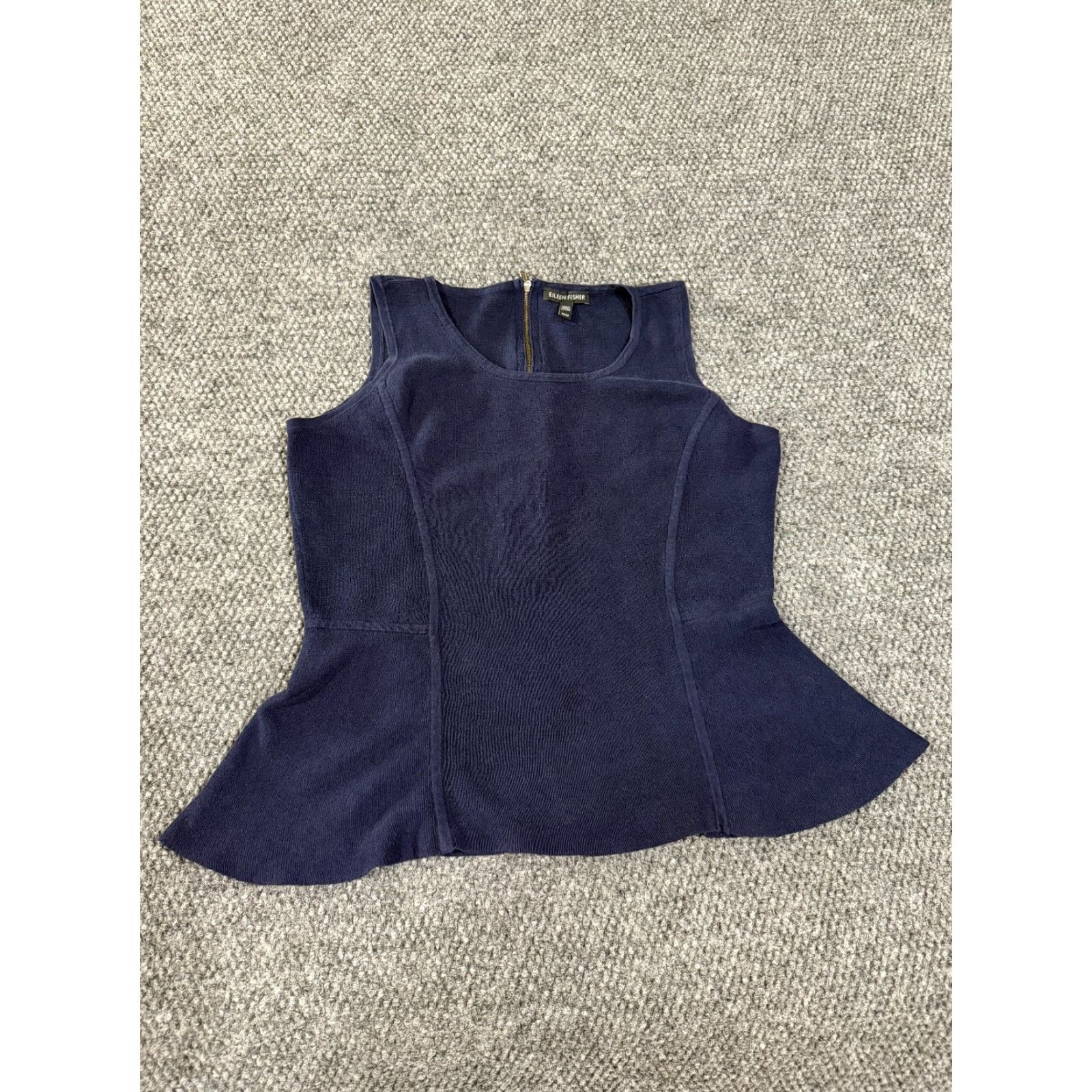 Eileen Fisher Eileen Fisher Sleeveless Top Womens Medium Blue Silk Cotton Knit Crew Neck Pullover Casual Tunic Size M / US 6-8 / IT 42-44 - 7 Thumbnail