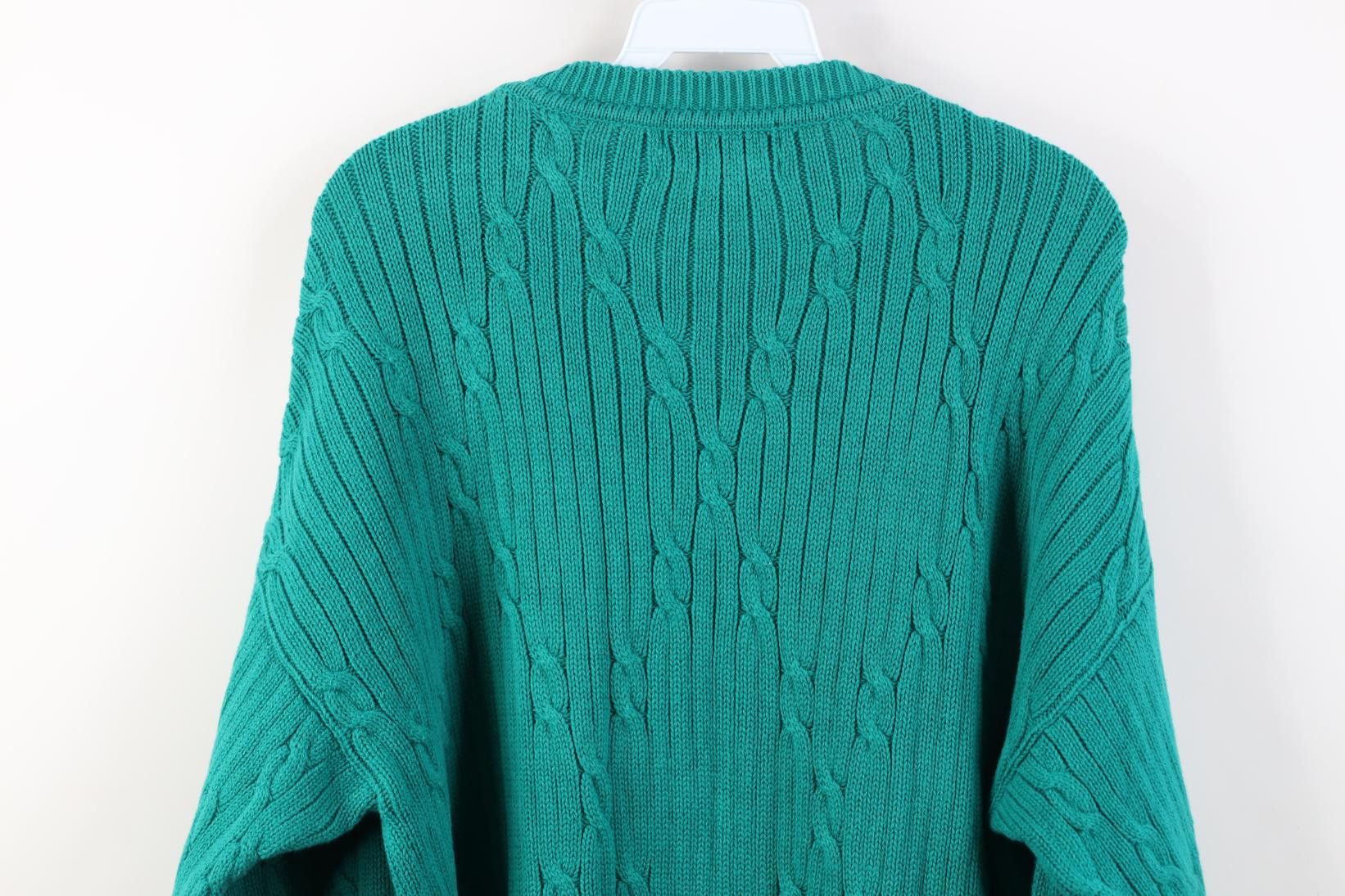 Vintage Vintage 90s Streetwear Chunky Cotton Knit Sweater Teal Size US L / EU 52-54 / 3 - 9 Thumbnail