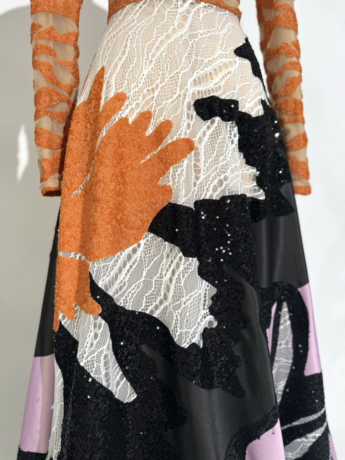 Other Brand New US 8 Jean Fares Couture Multi Fabric Maxi Gown Size M / US 6-8 / IT 42-44 - 8 Thumbnail