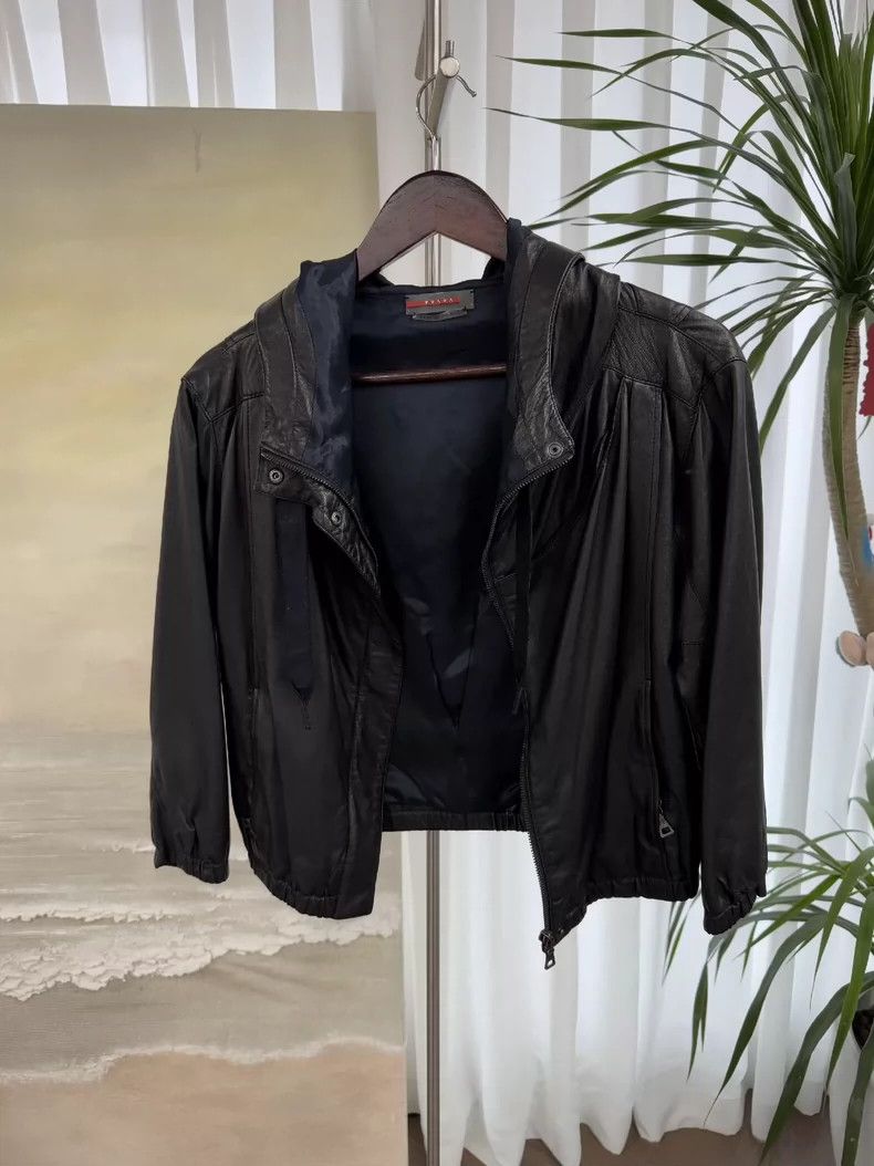 Prada Prada Black leather jacket Size US XXS / EU 40 - 1 Thumbnail