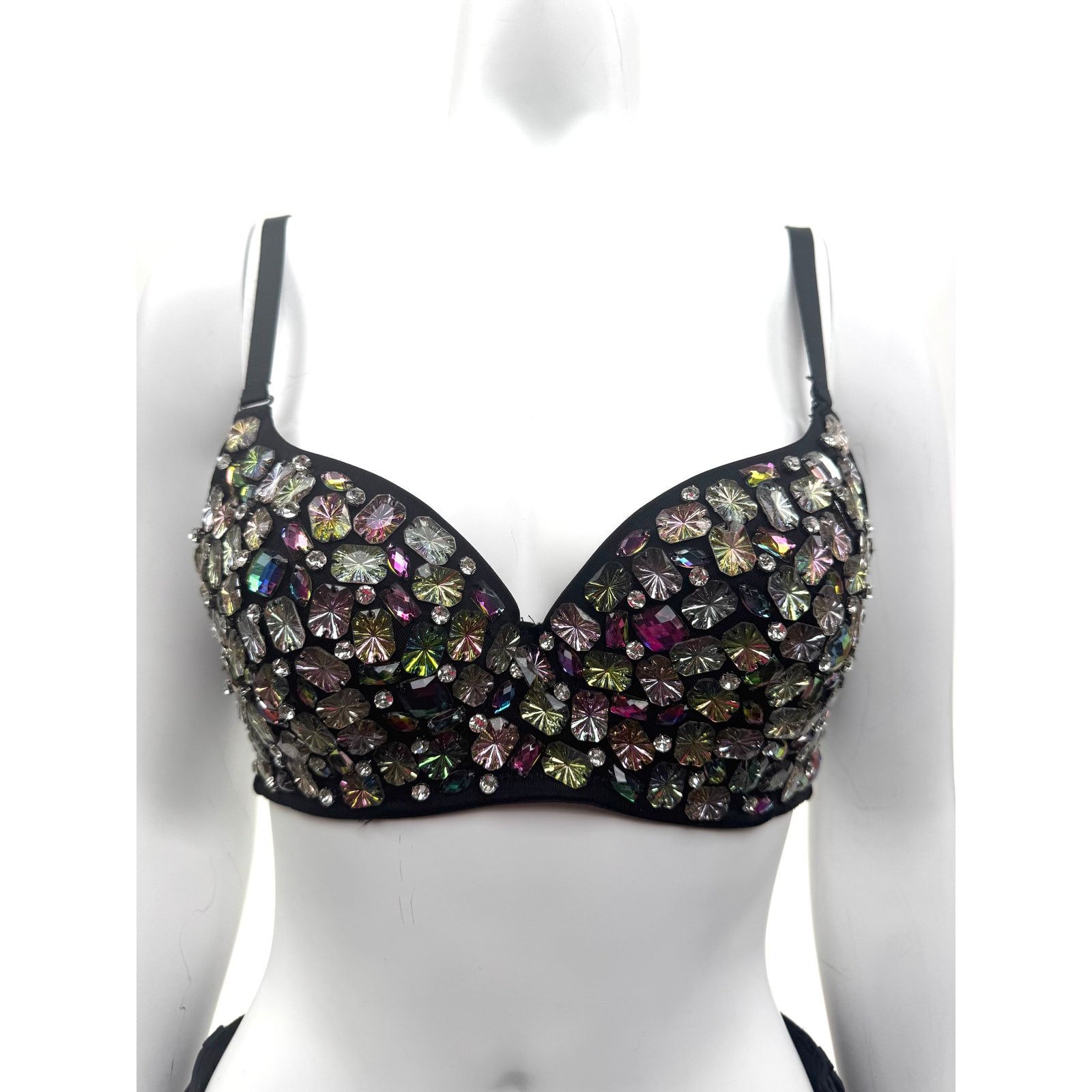 Other Custom Hand-Sewn Gem Bra with Embellished Band Size L Size ONE SIZE - 1 Thumbnail
