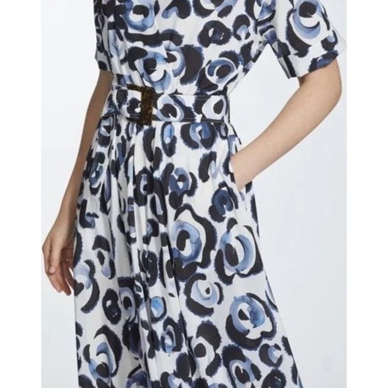 Other Lafayette 148 New York Silk Blue Leopard Belted Dress XS Size XS / US 0-2 / IT 36-38 - 11 Thumbnail