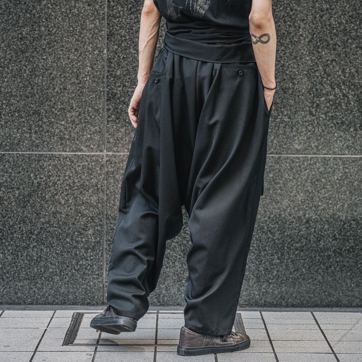 Yohji Yamamoto Yohji Yamamoto Pour Homme - W/Gabardine Tie Drape Pants Size US 30 / EU 46 - 8 Thumbnail
