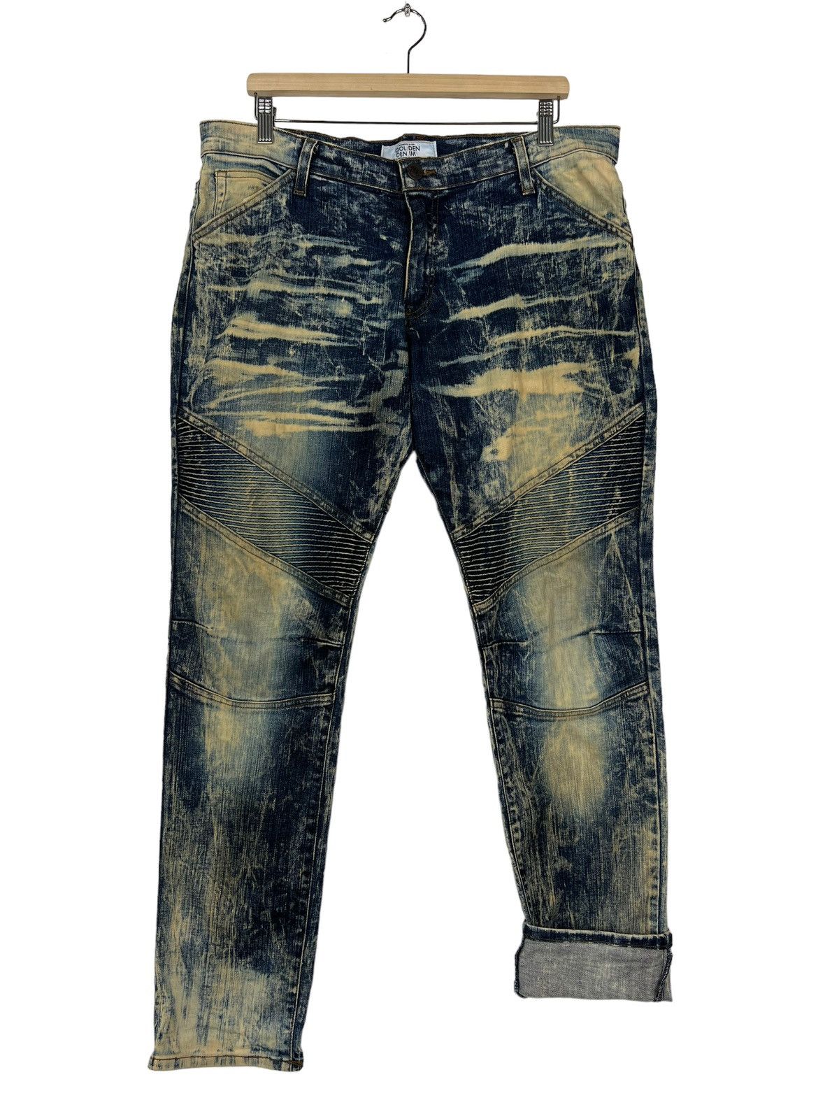 Golden Denim 🔥 GOLDEN DENIM DYED ACID WASH BIKER STRECH SLIM FITS Size US 36 / EU 52 - 9 Thumbnail