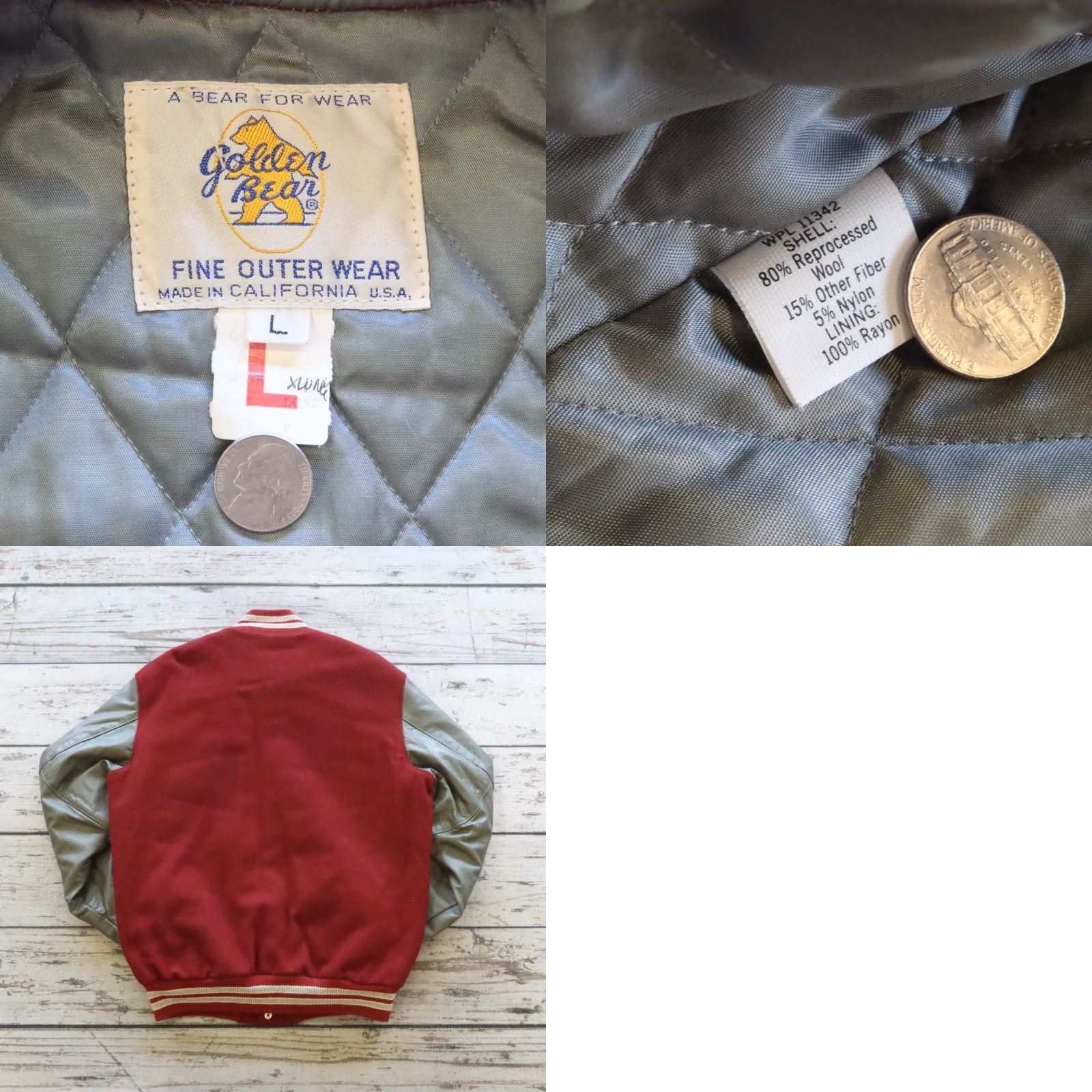Golden Bear VINTAGE Golden Bear Varsity Jacket Mens L Red Wool Made in USA Size US L / EU 52-54 / 3 - 9 Thumbnail