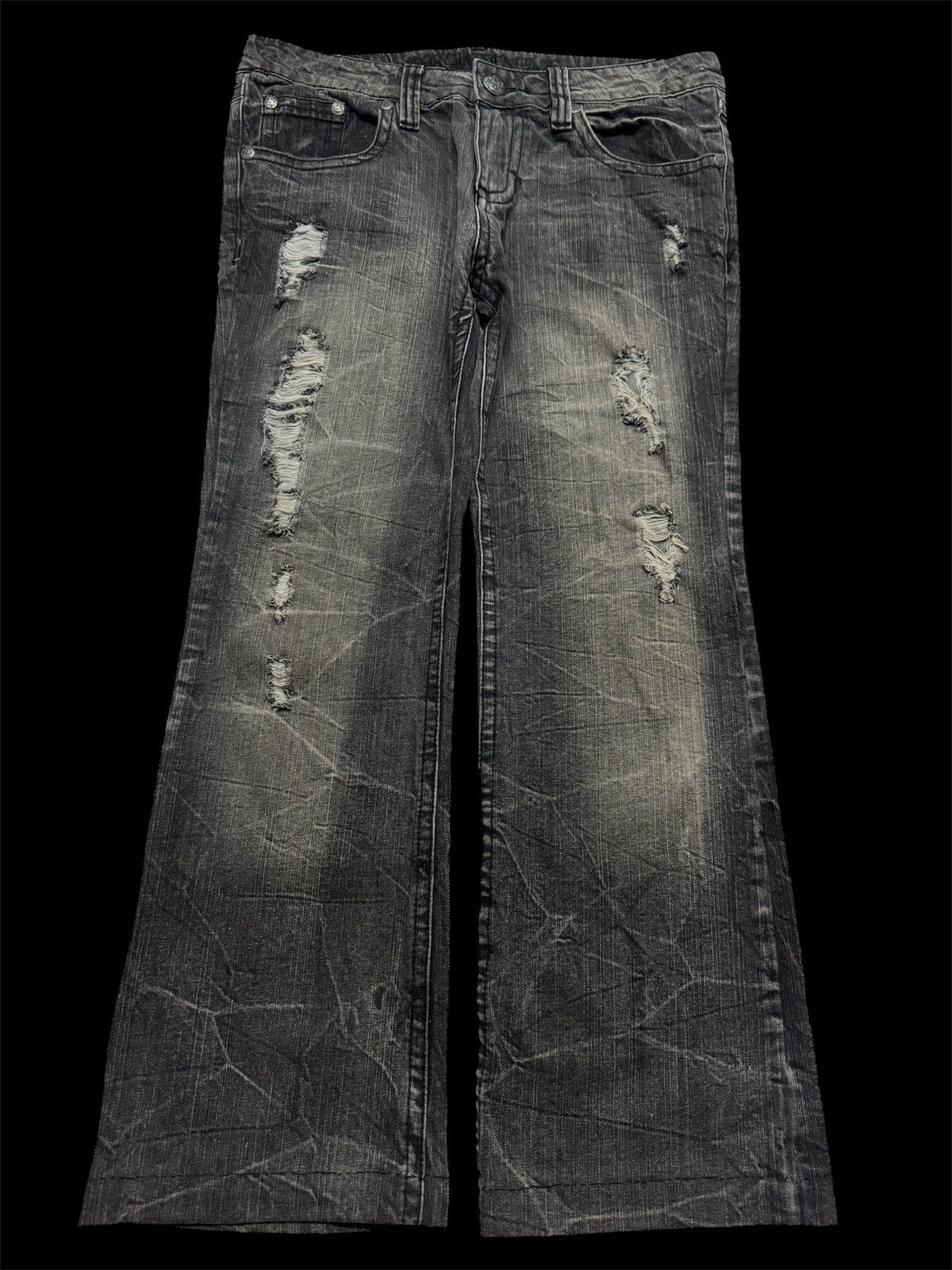 Japanese Brand Japan Mudwash Distress Ripped Thrashed Denim Size US 33 - 1 Thumbnail