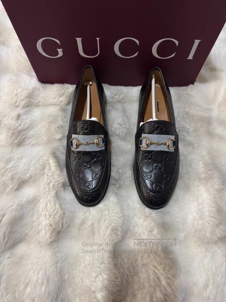 Gucci Guicci Black and Gold Full Print Loafers Leather Shoes Size US 5 / IT 35 - 1 Thumbnail