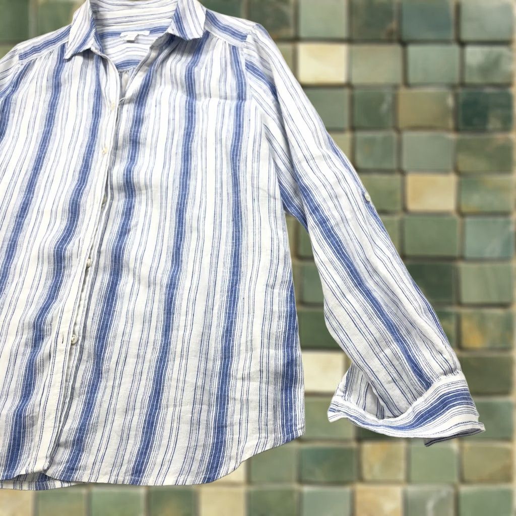 Charter Club Charter Club Shirt Small 100% Linen Button Long Sleeve Striped Blue MINTXS/Adult? Size S / US 4 / IT 40 - 1 Thumbnail