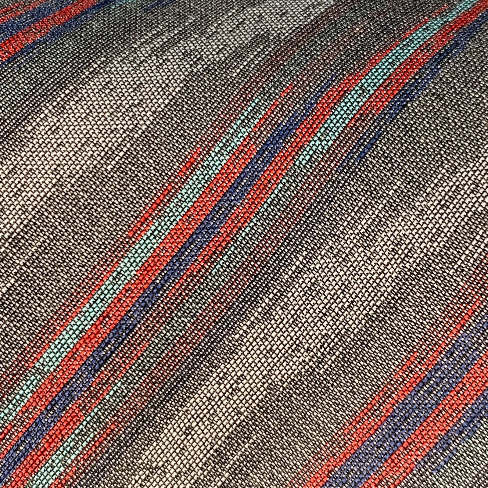 Fendi FENDI One Size Grey Red Diagonal Stripe Silk Tie Size ONE SIZE - 2 Thumbnail