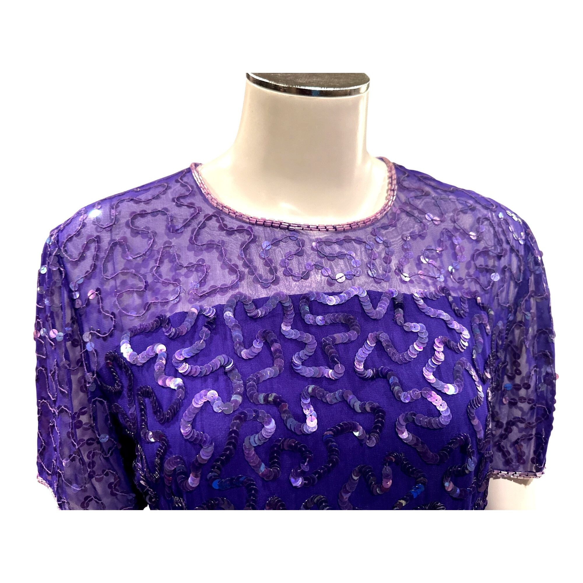 Other All Silk Vintage Dress by Stenay Size 4 Purple Sequin Cockta Size S / US 4 / IT 40 - 8 Thumbnail