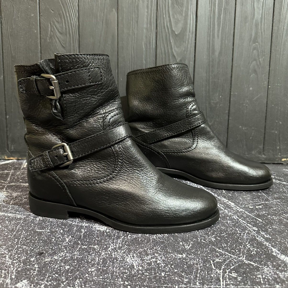 Prada PRADA Women’s Leather Black Biker Boots Size 39.5 Size US 9.5 / IT 39.5 - 3 Thumbnail