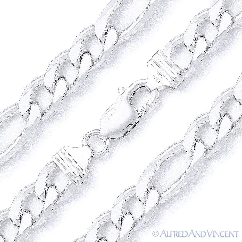 Other 9.1mm Figaro / Figaroa Link Italian Chain Bracelet Size ONE SIZE - 1 Thumbnail