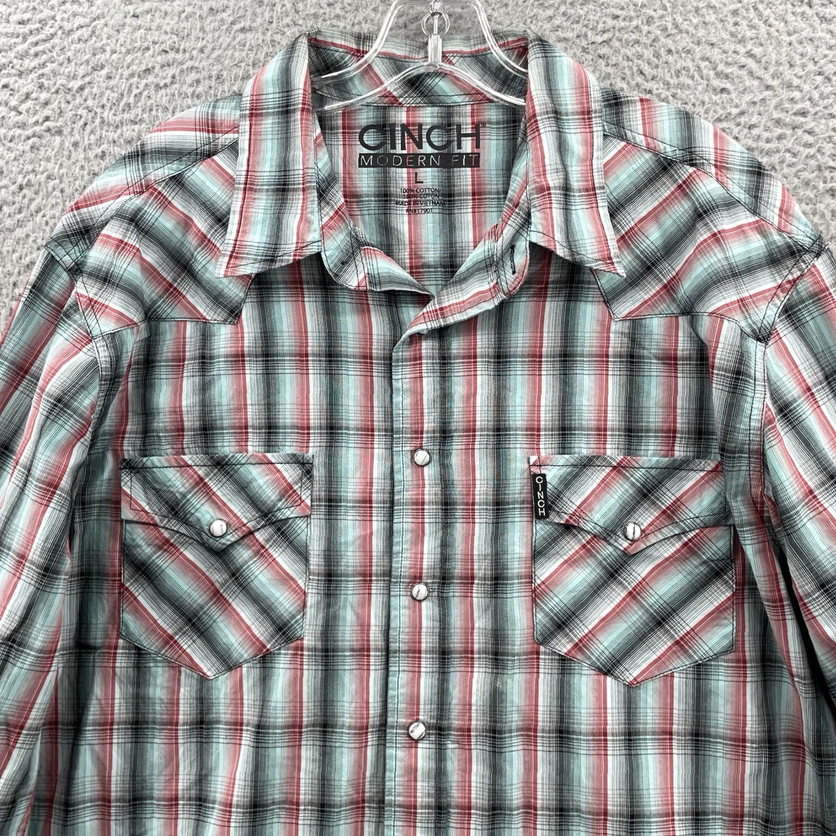 Vintage Cinch Western Shirt Men's Large Red Pearl Snap Cowboy Outdoor Rod Workwear Shirt Size US L / EU 52-54 / 3 - 2 Thumbnail