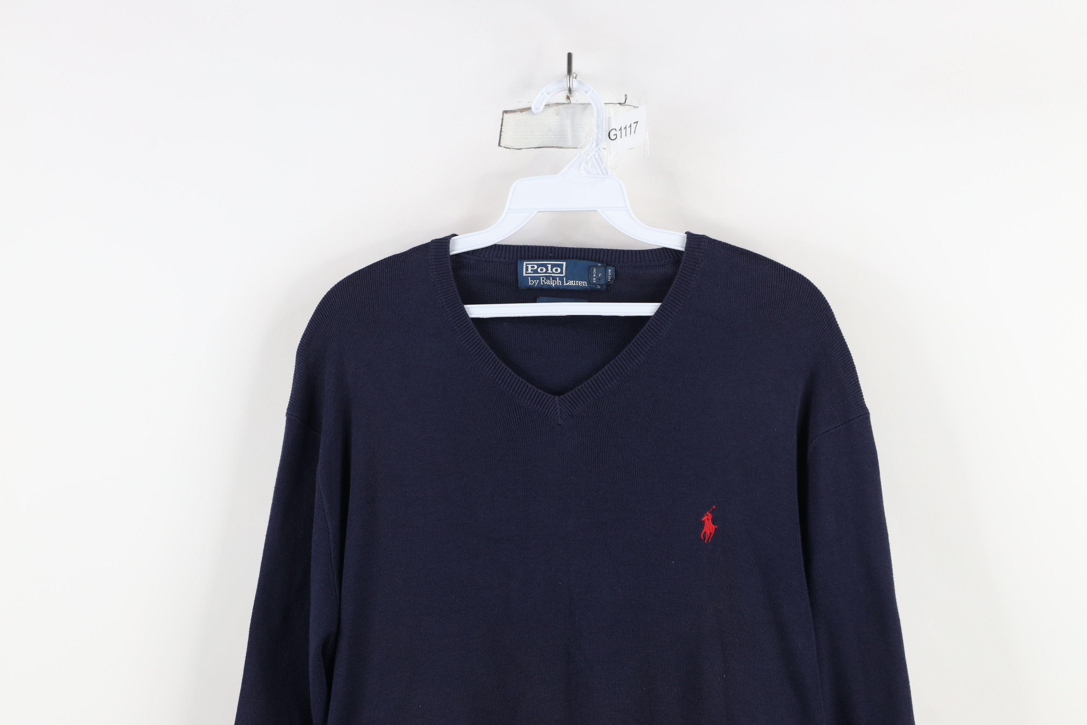 Ralph Lauren × Vintage Vintage 90s Ralph Lauren Pima Cotton Knit V-Neck Sweater Size US L / EU 52-54 / 3 - 2 Thumbnail
