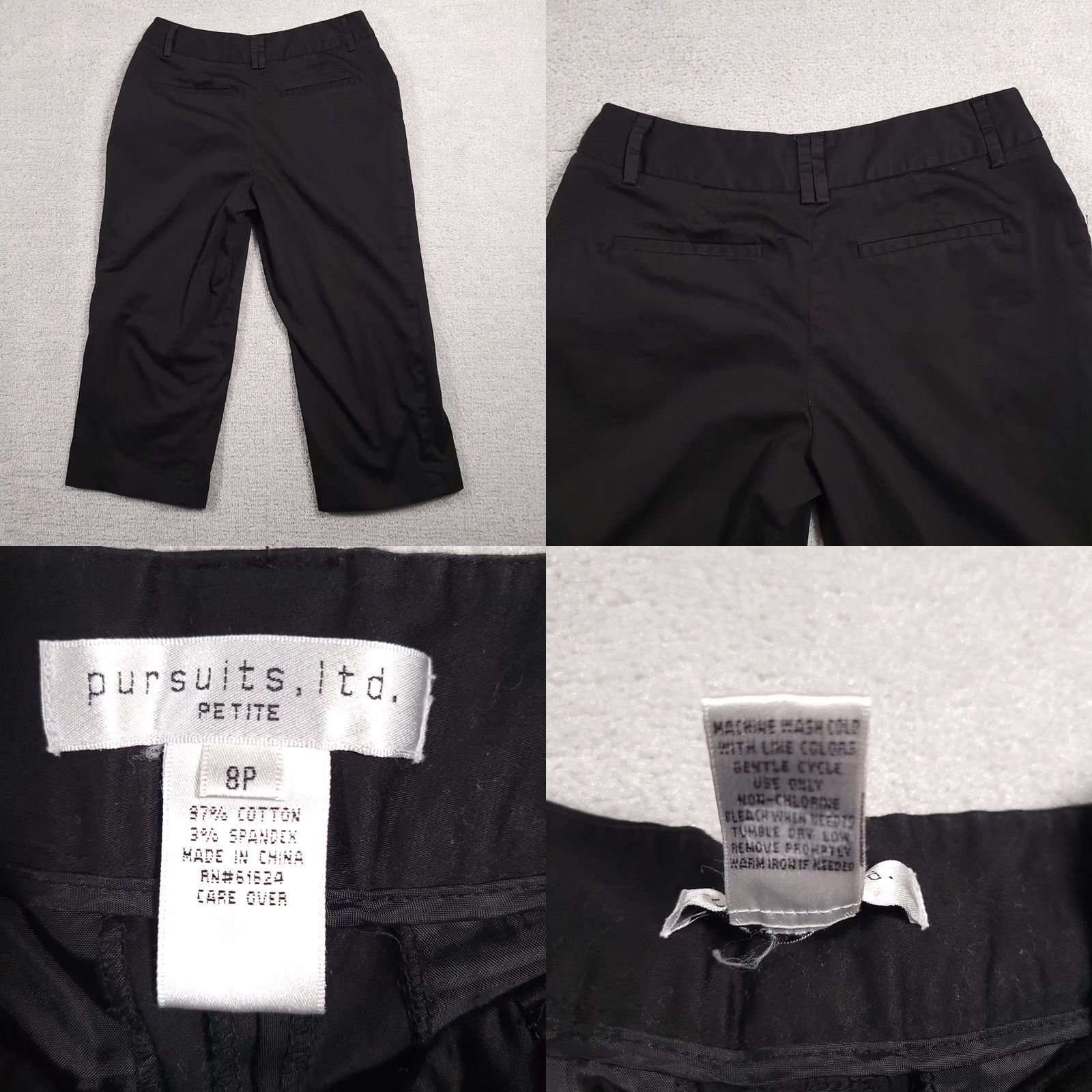 Vintage Pursuits Capri Dress Pants Women's 8P Petite Black Pockets Mid Rise Straight Leg Pants Pants Size 30" / US 8 / IT 44 - 8 Thumbnail