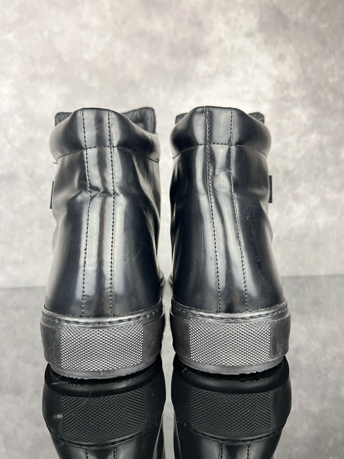 Acne Studios Acne Studios Black Leather Face Patch High-Top Sneakers 41 Size US 8 / EU 41 - 8 Thumbnail