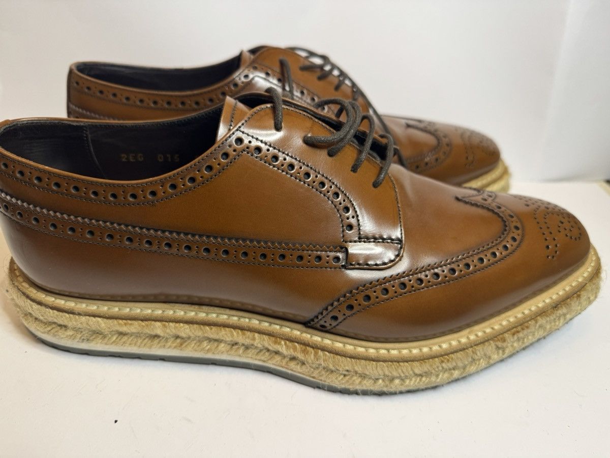 Prada Prada Levitate Espadrille Wingtip Brogues - Cognac Leather- Size US 9.5 / EU 42-43 - 2 Thumbnail
