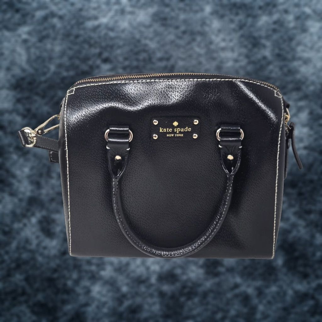 Vintage kate spade Wellesley Satchel Crossbody Bag Black Leather OS Womens Size ONE SIZE - 1 Thumbnail