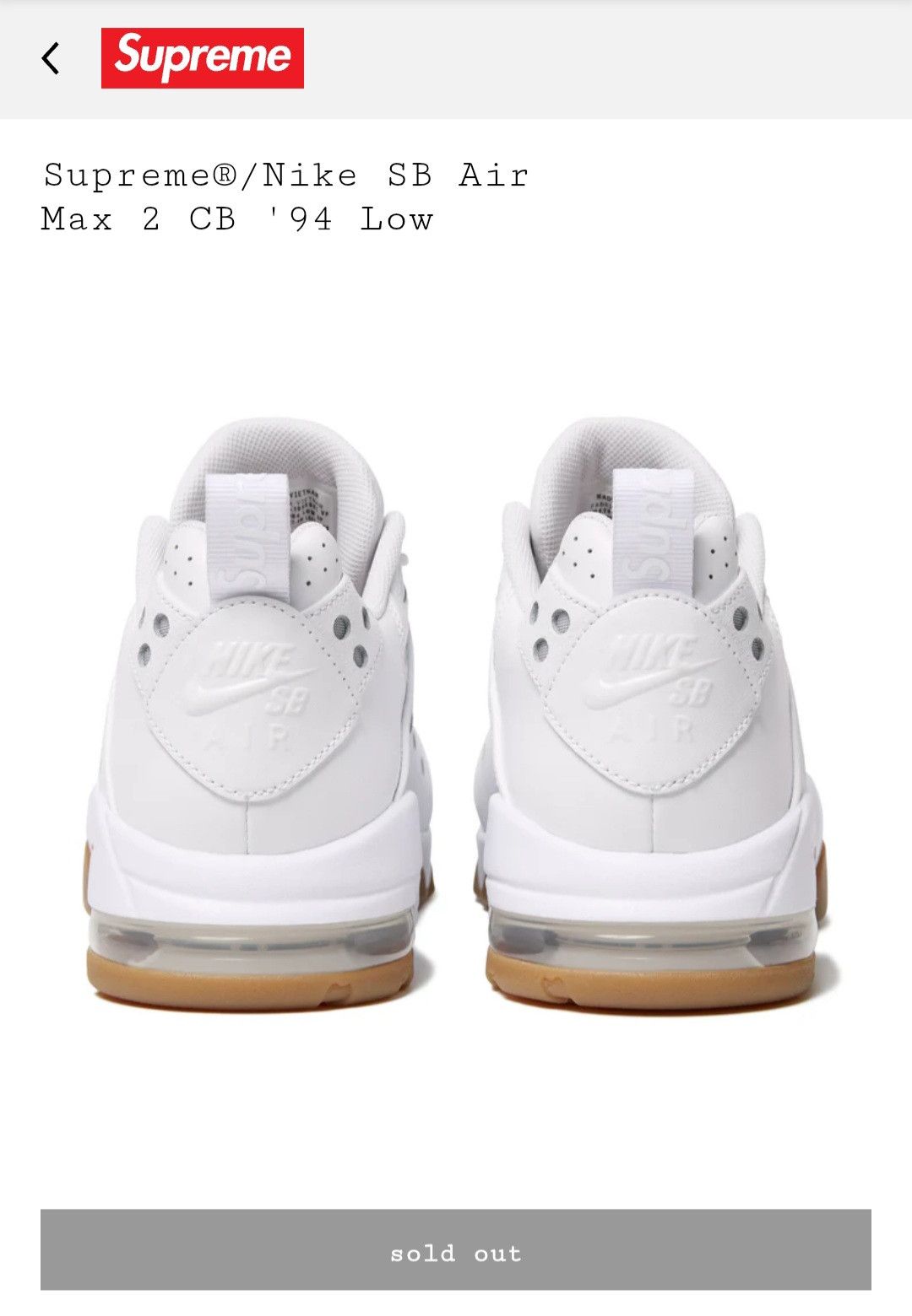 Nike × Supreme Supreme®/Nike SB Air Max 2 CB '94 Low Size US 9.5 / EU 42-43 - 9 Thumbnail