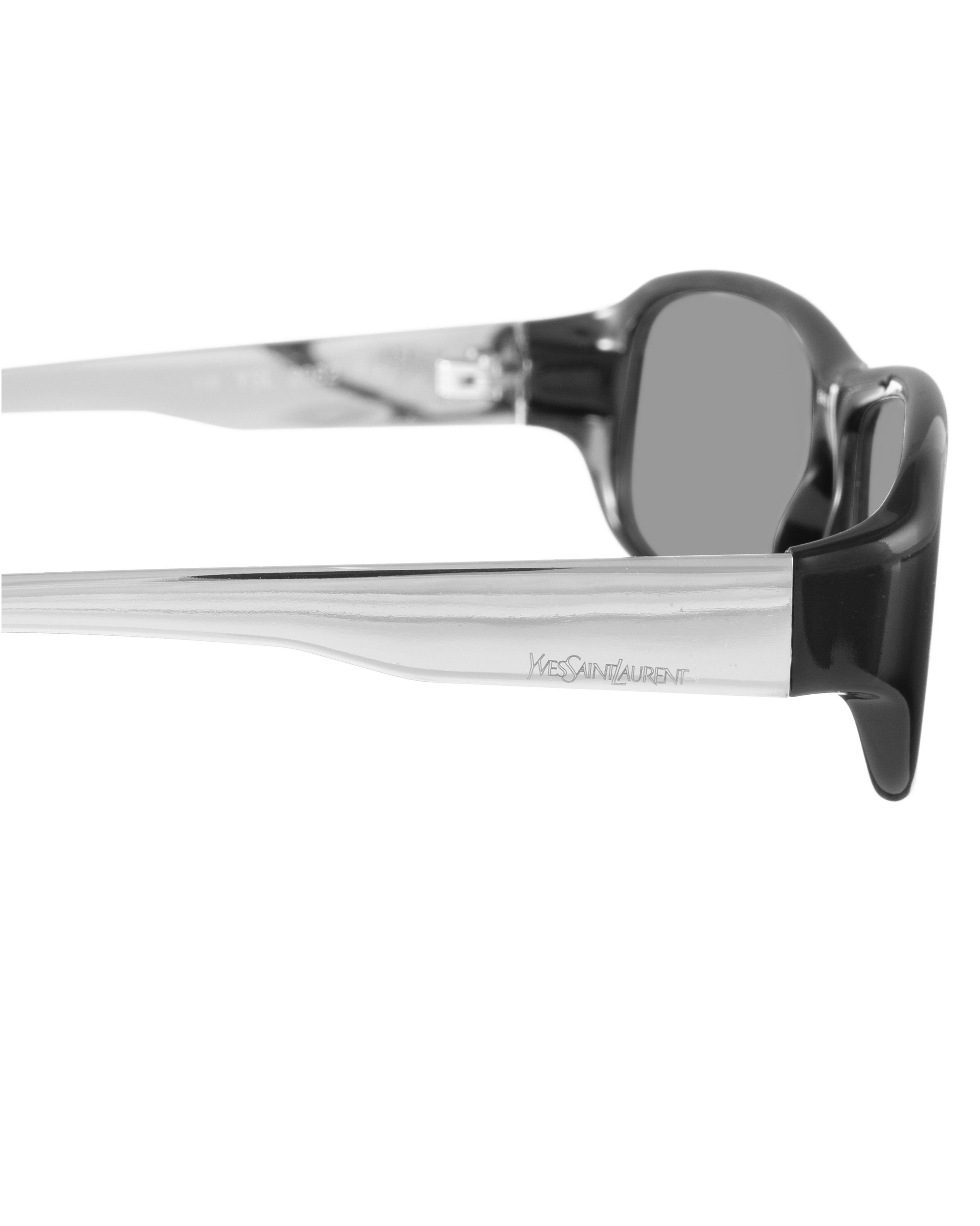 Yves Saint Laurent Yves Saint Laurent 00s Black & Silver Rectangular Sunglasses Size ONE SIZE - 3 Thumbnail