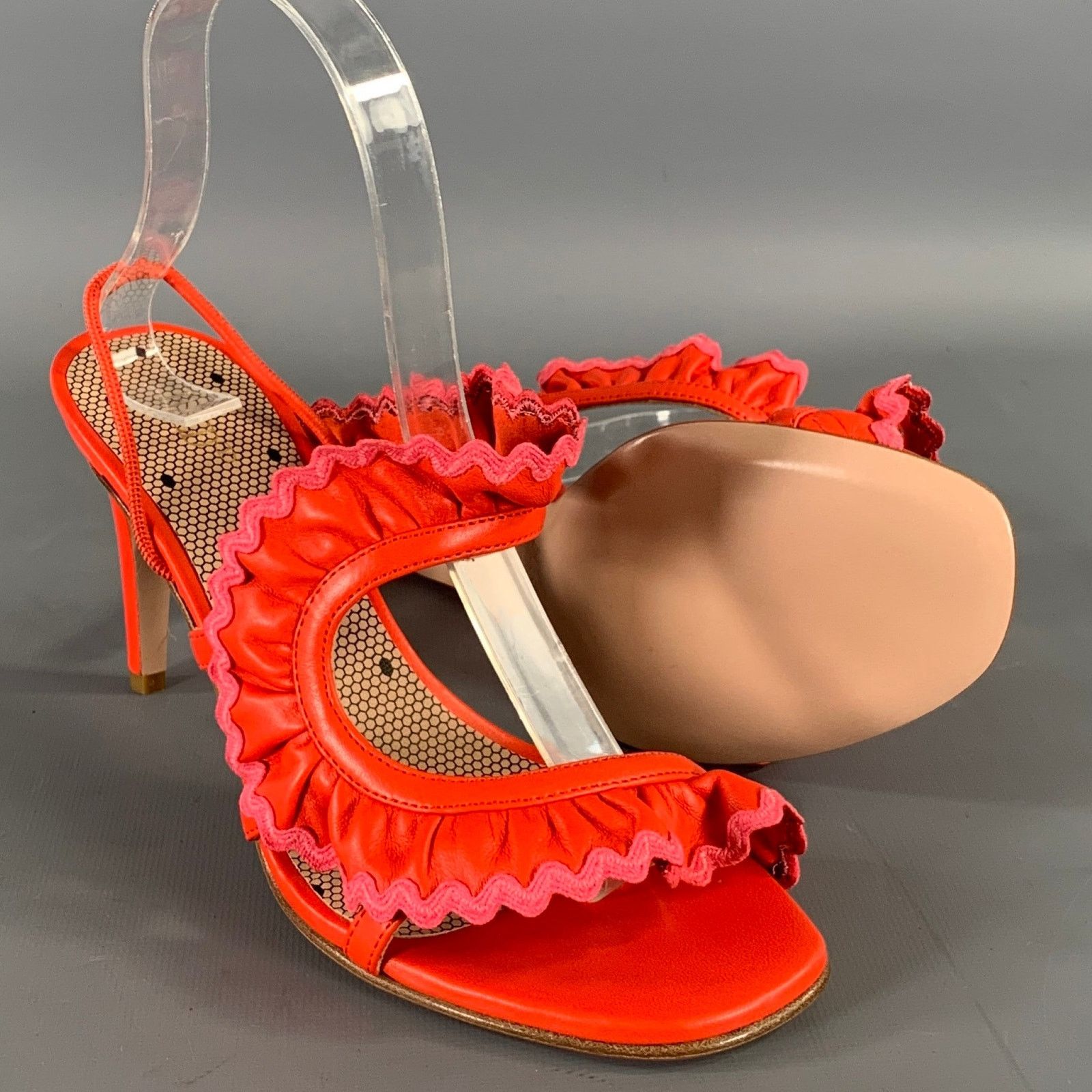 RED Valentino RED VALENTINO Size 7 Orange Pink Ruffled Strappy Sandals Size US 7 / IT 37 - 5 Thumbnail