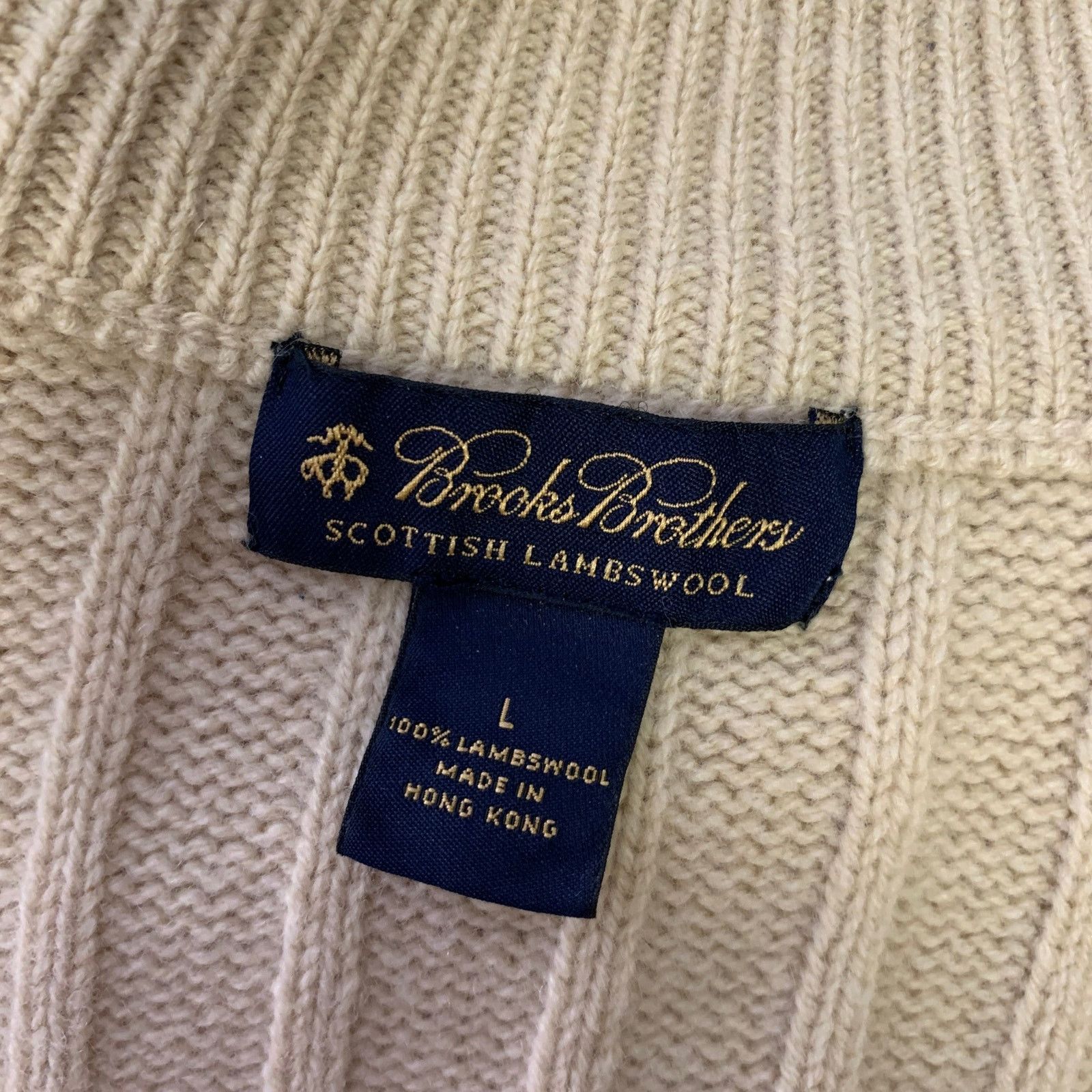 Brooks Brothers BROOKS BROTHERS Size L Cream Cable Wool Quarter Zip Sweater Size US L / EU 52-54 / 3 - 5 Thumbnail