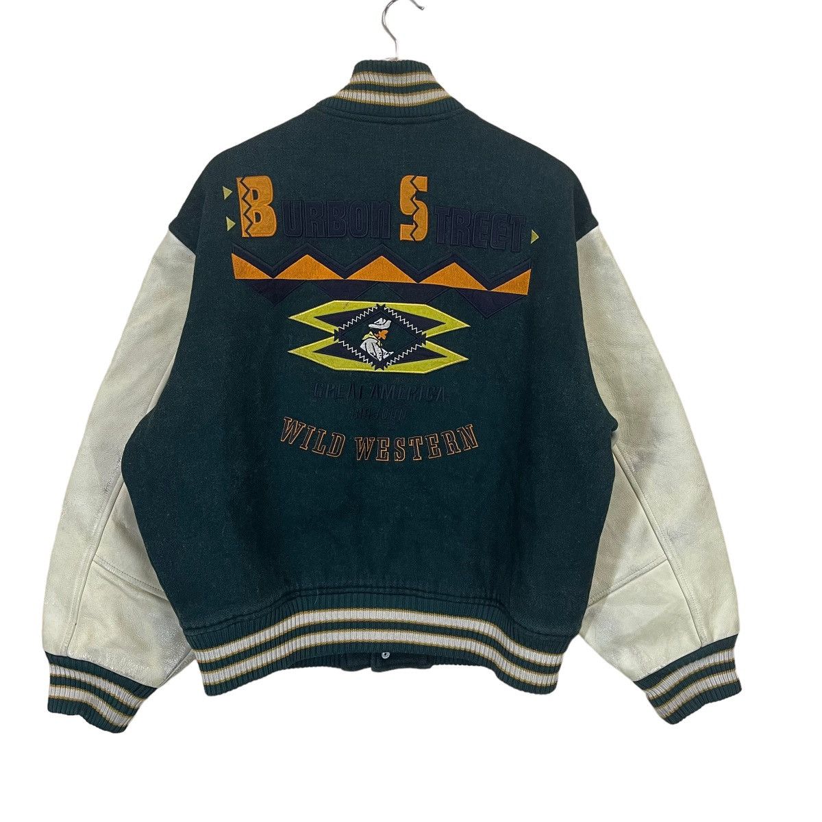 Big John Vintage 90s Burbon Street Big Logo Varsity Sleeve Leather Size US M / EU 48-50 / 2 - 1 Thumbnail