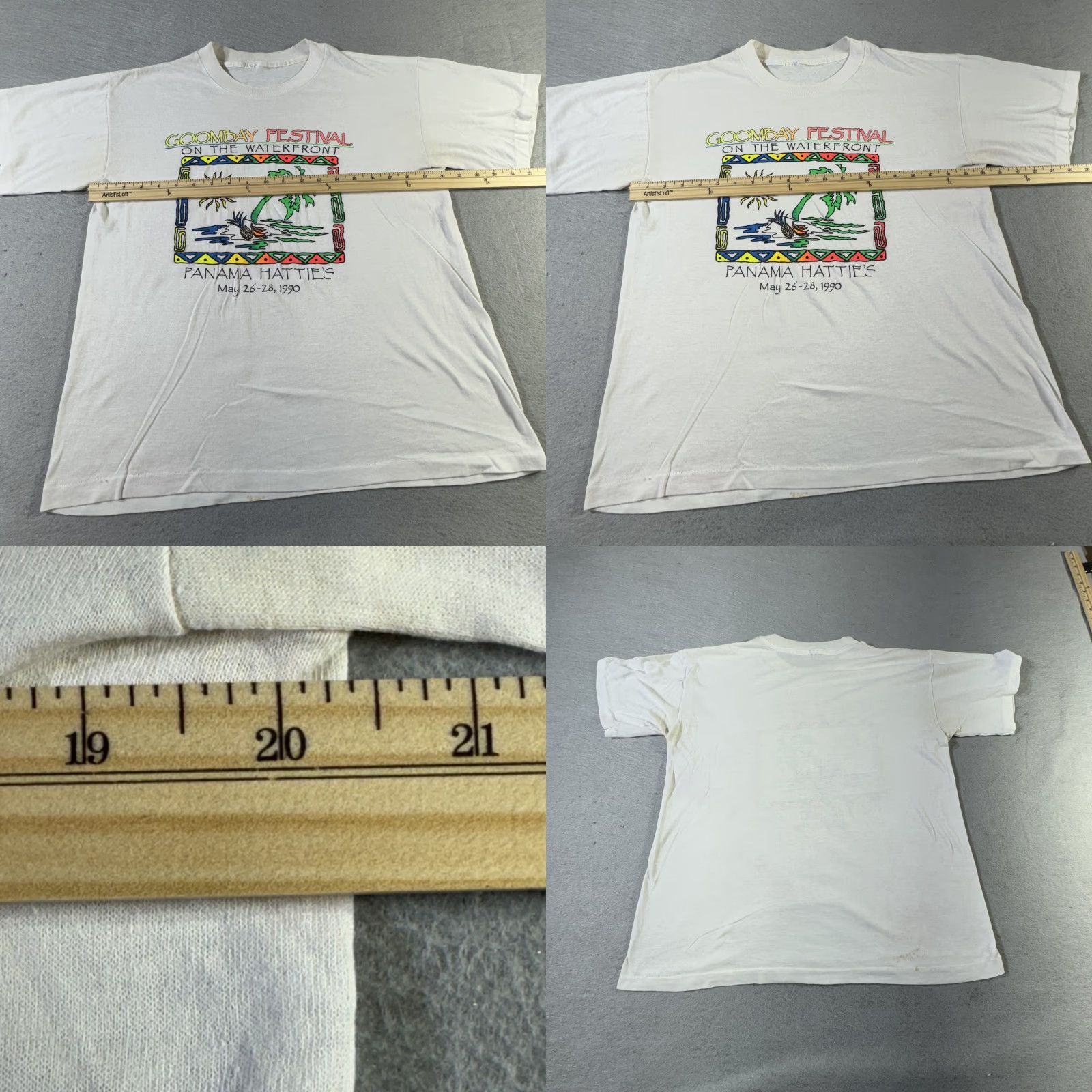 Vintage VINTAGE 1990s Goombay Festival T-Shirt Mens Large Cotton White Tropical Festival Graphic Print 90s Size US L / EU 52-54 / 3 - 8 Thumbnail