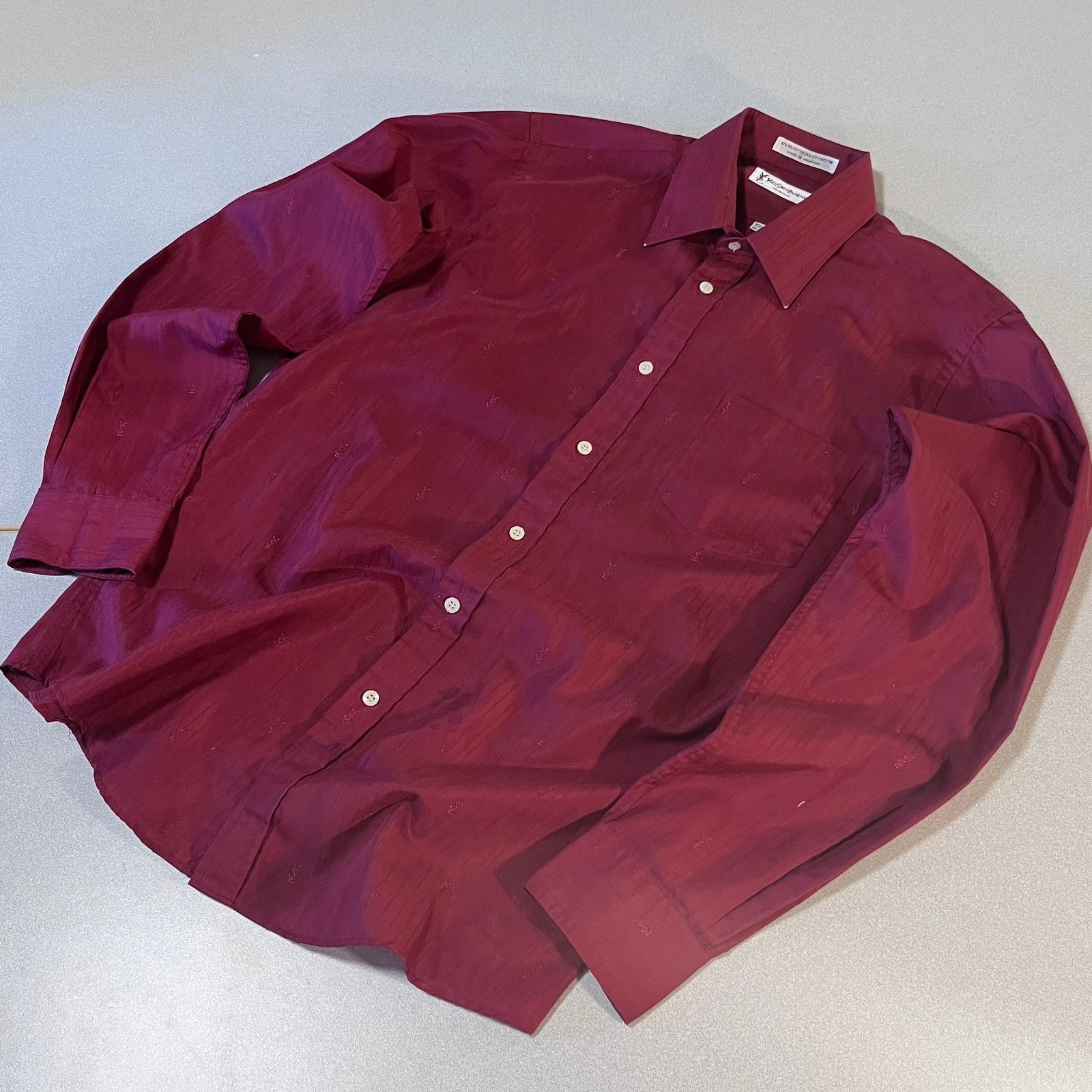 Yves Saint Laurent Yves Saint Laurent monogram Shirt – Size 34 – Burgundy Size US M / EU 48-50 / 2 - 1 Thumbnail