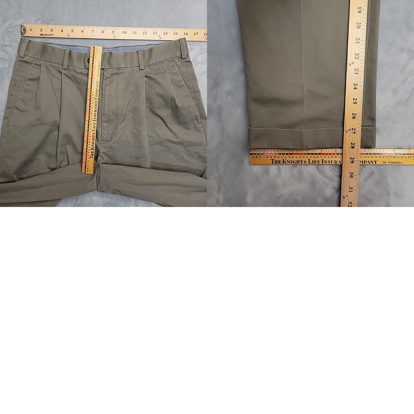 Vintage VINTAGE Axist Pants Men 32x30 Green Pleated Cuffed Twill Classic Preppy Chino Y2K Retro Size US 32 / EU 48 - 8 Thumbnail
