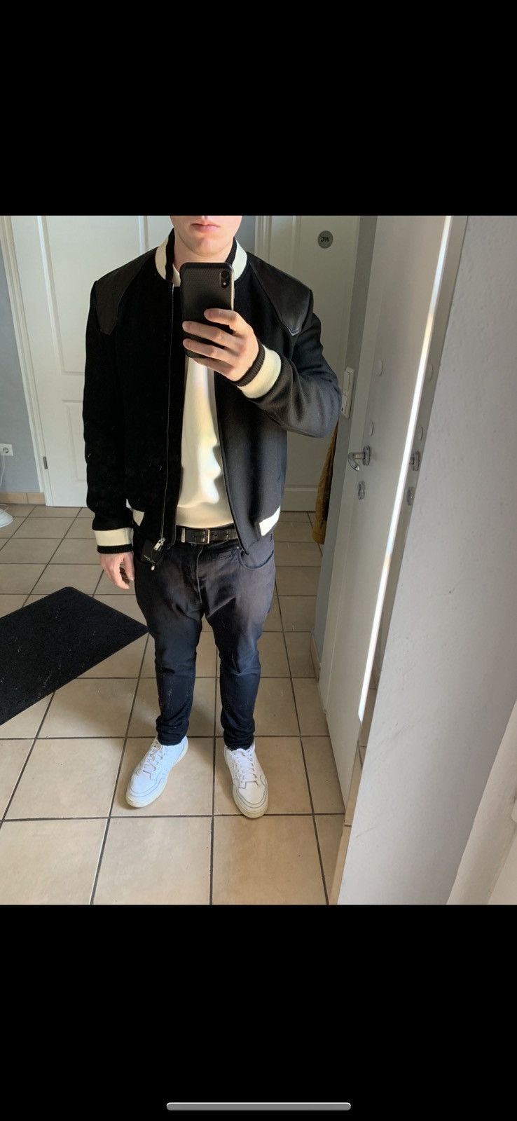 Saint Laurent Paris SAINT LAURENT Black Wool Varsity Bomber Jacket Size US M / EU 48-50 / 2 - 8 Thumbnail