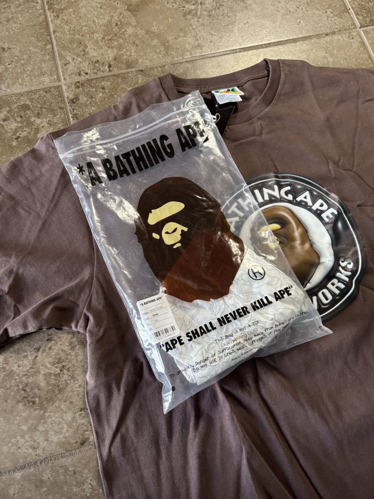 Bape BAPE 3D Busy Works Bathing Ape Tee Brown Size US XXL / EU 58 / 5 - 5 Thumbnail