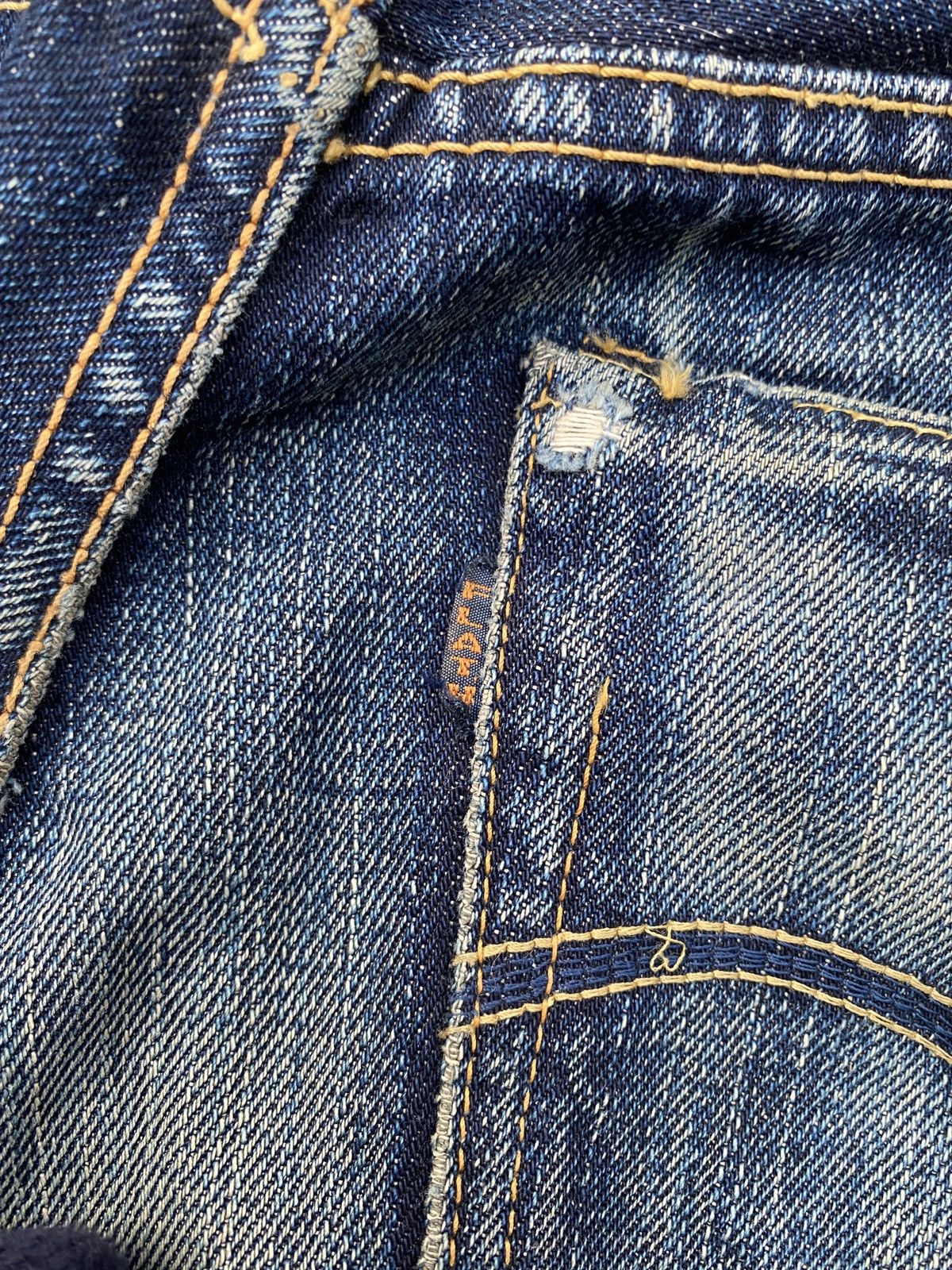 The Flat Head Lot 3005-22 The Flat Head Selvedge Honeycomb Distressed Size US 29 - 19 Thumbnail