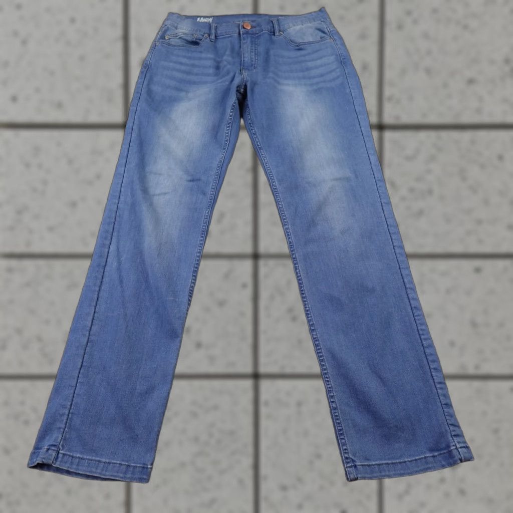Denime Mugsy Jeans Mens 32X32 Dark Blue Denim Piers Straight Stretch Preppy Flex Jeans Adult Regular Blue 32 Inseam 5-Pocket Size US 32 / EU 48 - 1 Thumbnail
