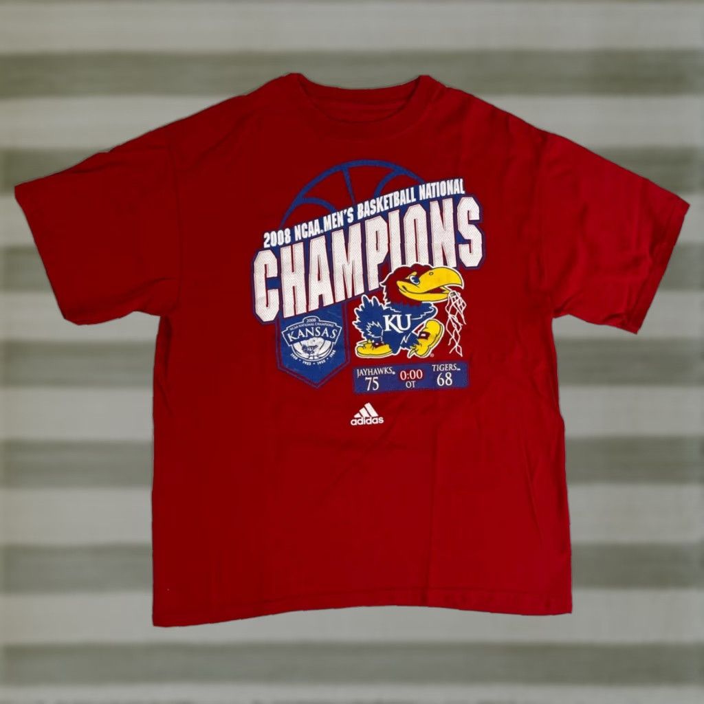 Adidas Adidas Kansas Jayhawks 2008 NCAA Men's Basketball Champions T-Shirt Sz M Size US M / EU 48-50 / 2 - 1 Thumbnail