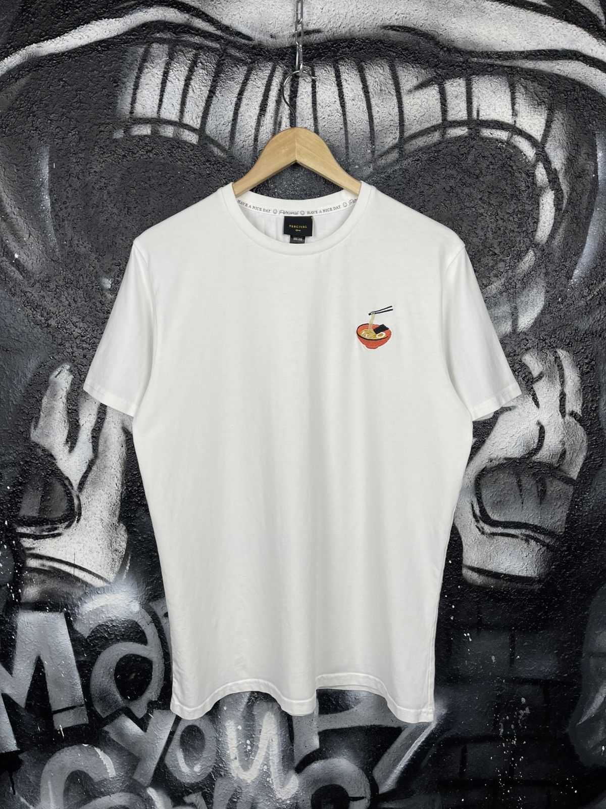 Percival Percival Embroidered Ramen White T-Shirt Men’s Size M Size US M / EU 48-50 / 2 - 2 Thumbnail