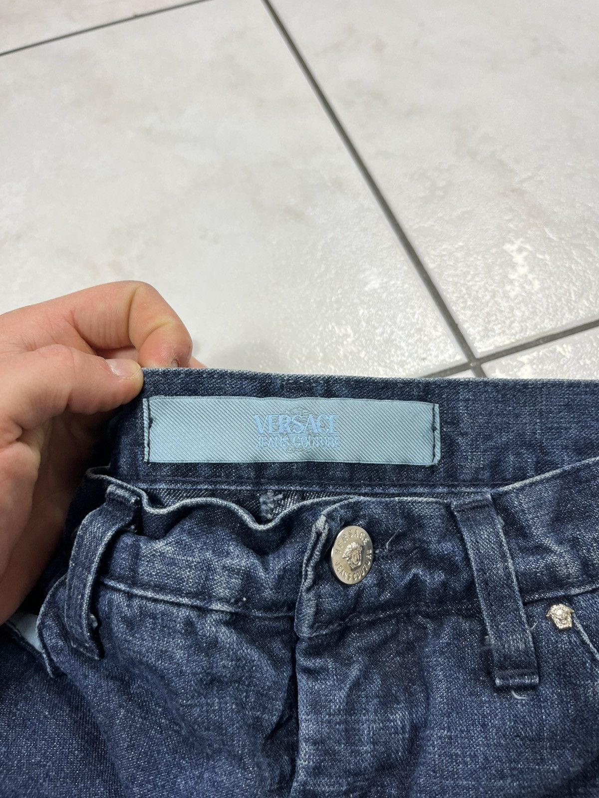 Versace × Versace Jeans Couture × Vintage Vintage Versace Jeans Couture denim pants shiny soaked dip Size 30" / US 8 / IT 44 - 21 Thumbnail