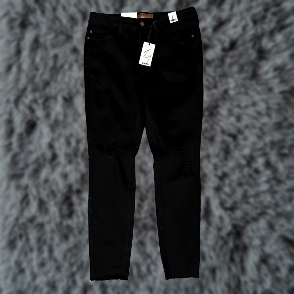 Vintage Judy Blue Black High Waist Skinny Fit Distressed Jeans 32 Women Regular 15/32 Mens Womens Size 24" / US 00 / IT 34 - 1 Thumbnail