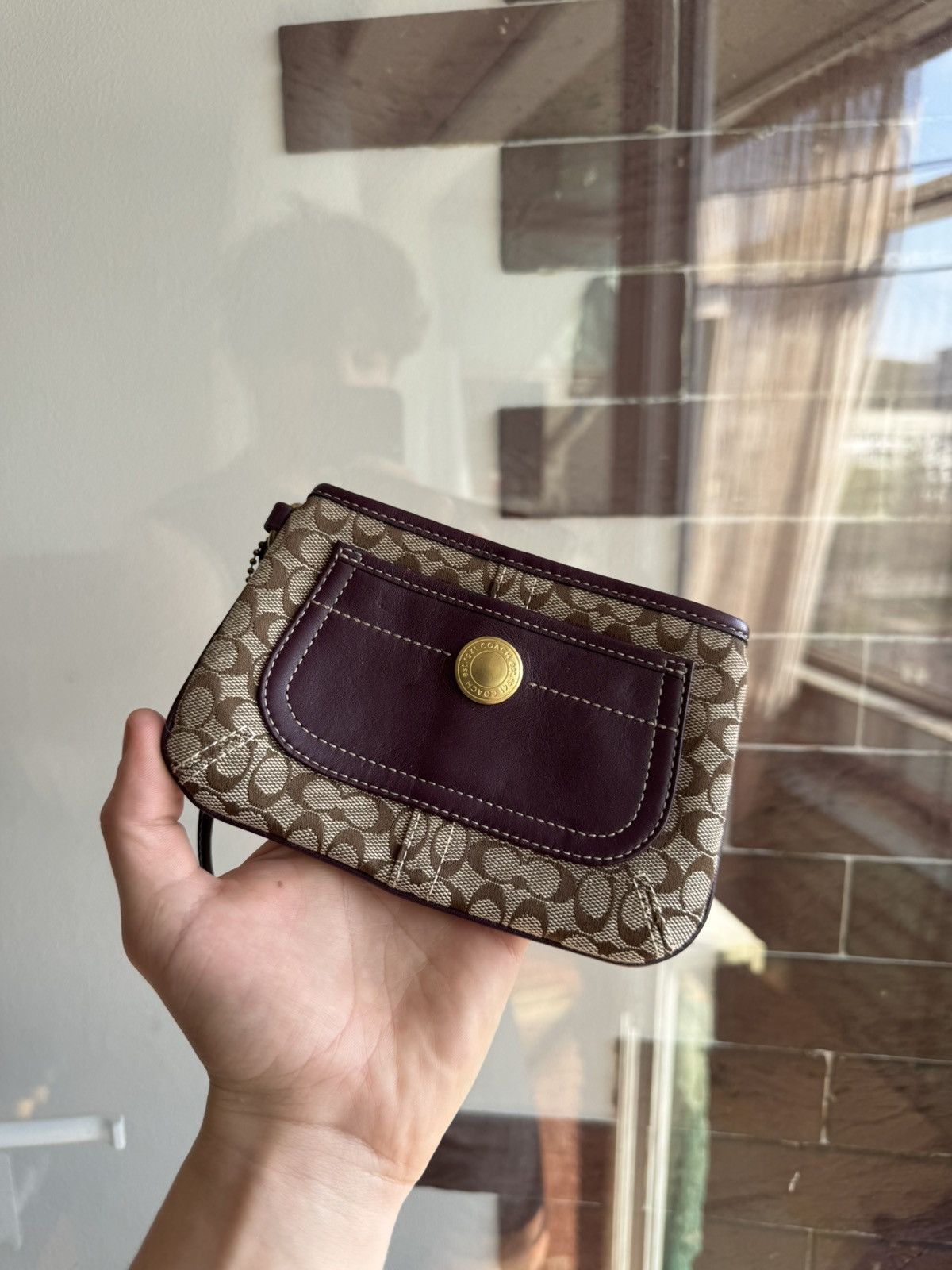 Coach Coach Brown Canvas Mini Bag Wristlet Wallet Size ONE SIZE - 3 Thumbnail