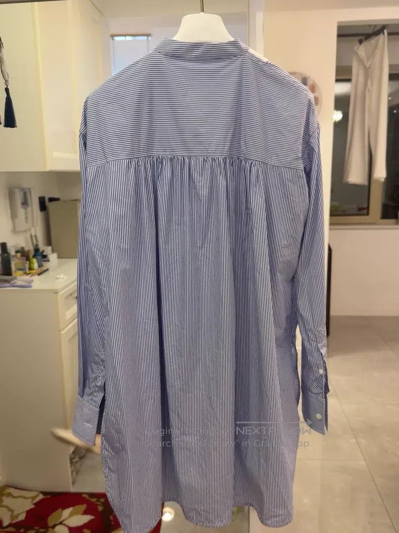 Loewe Loewe Blue and White Striped Oversized Collar Shirt Size XS / US 0-2 / IT 36-38 - 2 Thumbnail