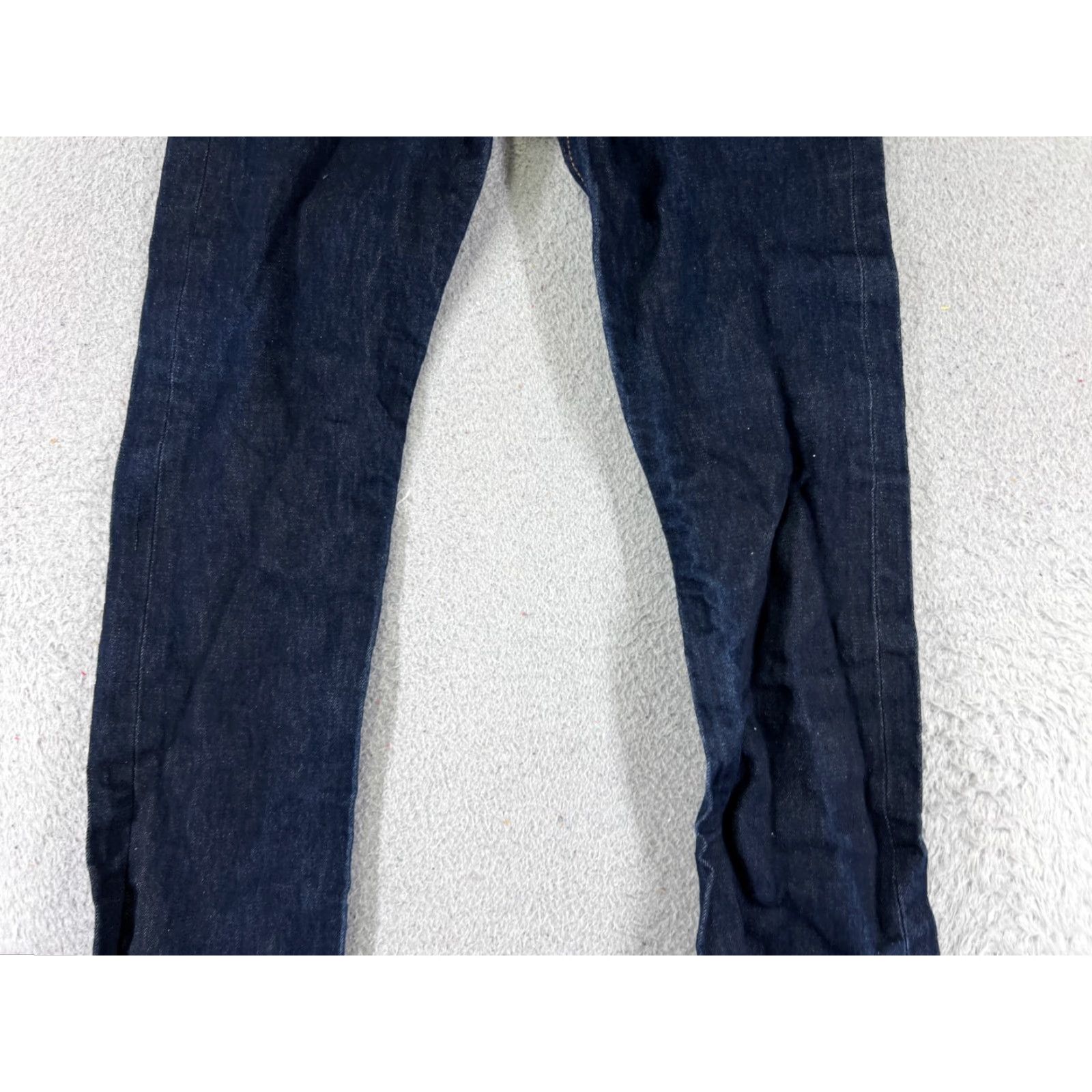Vintage Nine Planet Women's Blue Denim Jeans Fold-Over Waist Straight Leg Dark Wash 22x31 Size 25" / US 0 / IT 36 - 3 Thumbnail