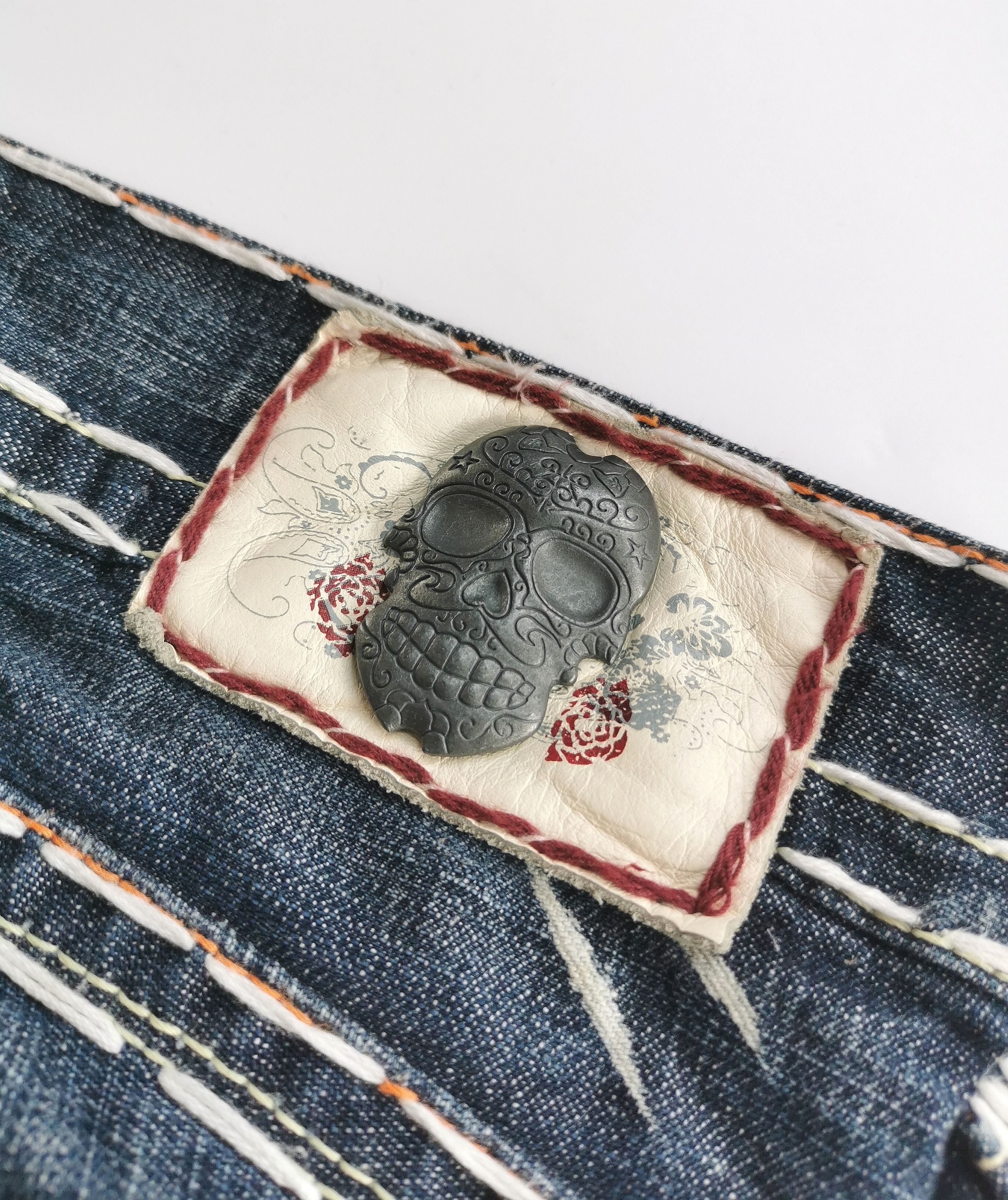 Japanese Brand Flare Denim Cross Embrodery Laguna Beach Size US 33 - 8 Thumbnail